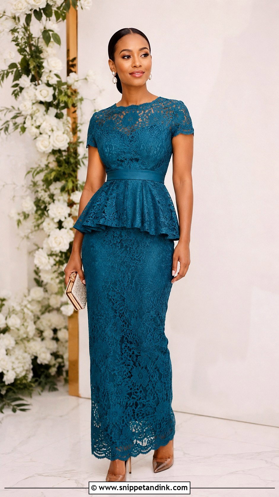 Simple Lace Gown With Peplum - Snippet and Ink - 30 Simple Lace Gown Styles