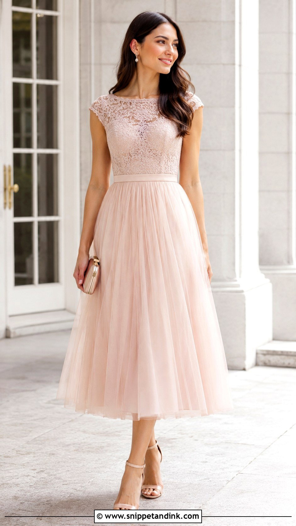 Simple Lace Gown With Tulle Skirt - Snippet and Ink - 30 Simple Lace Gown Styles