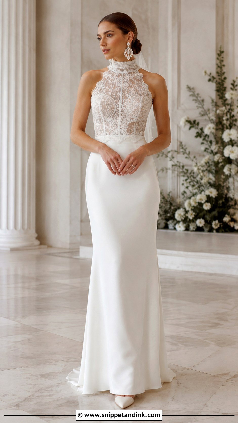 Simple Lace High Neck Wedding Dress - Snippet and Ink - 30 Simple Lace Wedding Dress Ideas
