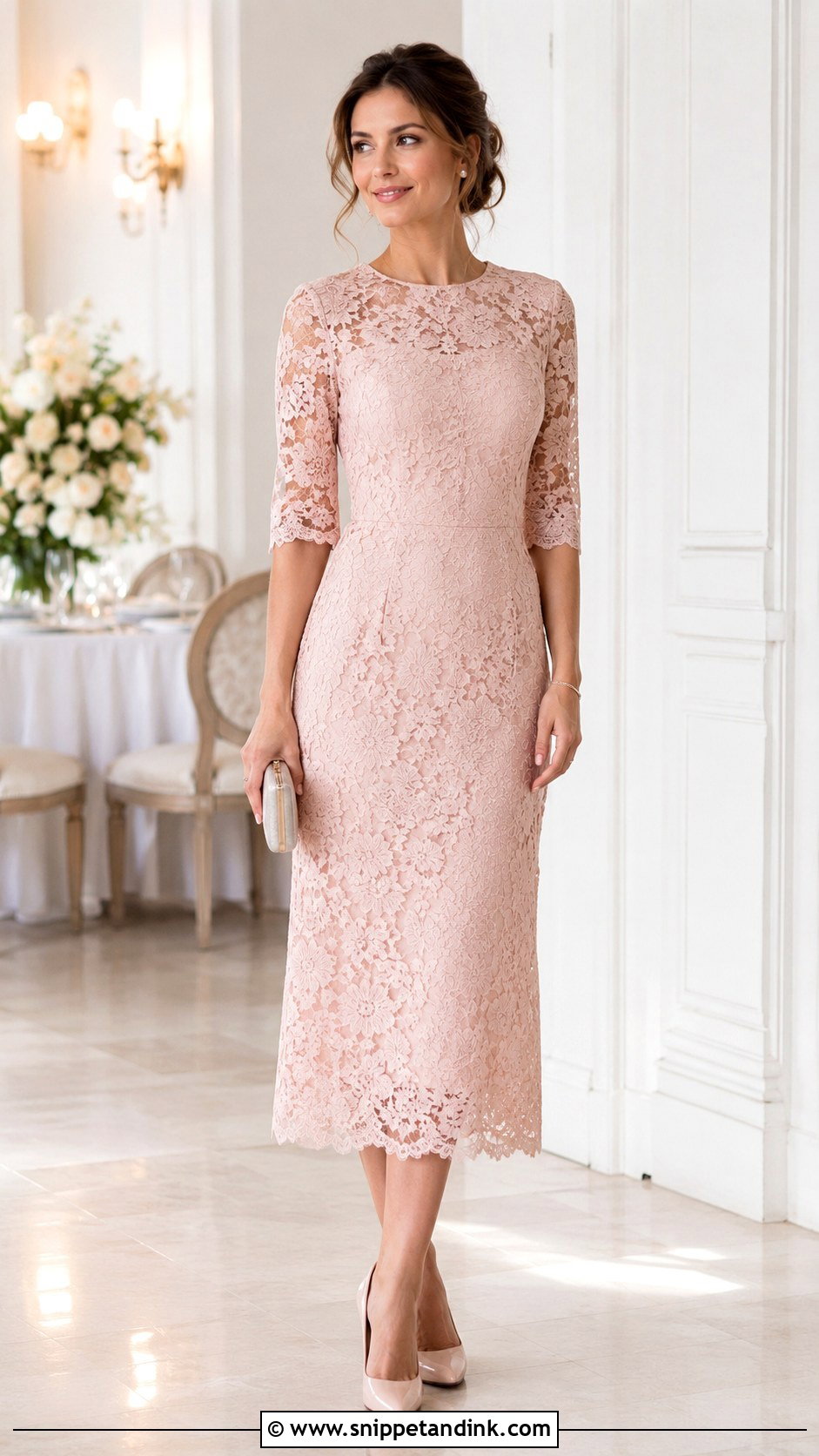Simple Lace Midi Gown - Snippet and Ink - 25 Simple Material Gown Style Ideas