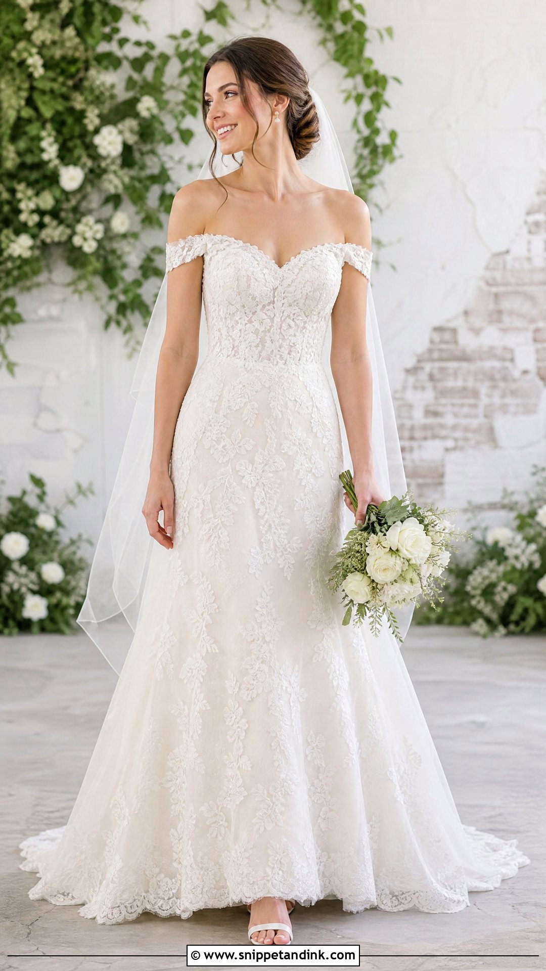 Simple Lace Off Shoulder Wedding Dress - Snippet and Ink - 20 Simple Off Shoulder Wedding Dress Ideas
