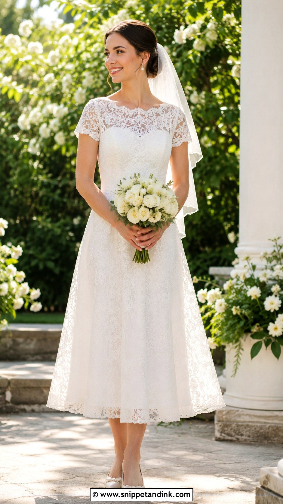 Simple Lace Short Sleeve Wedding Dress - Snippet and Ink - 30 Simple Lace Wedding Dress Ideas