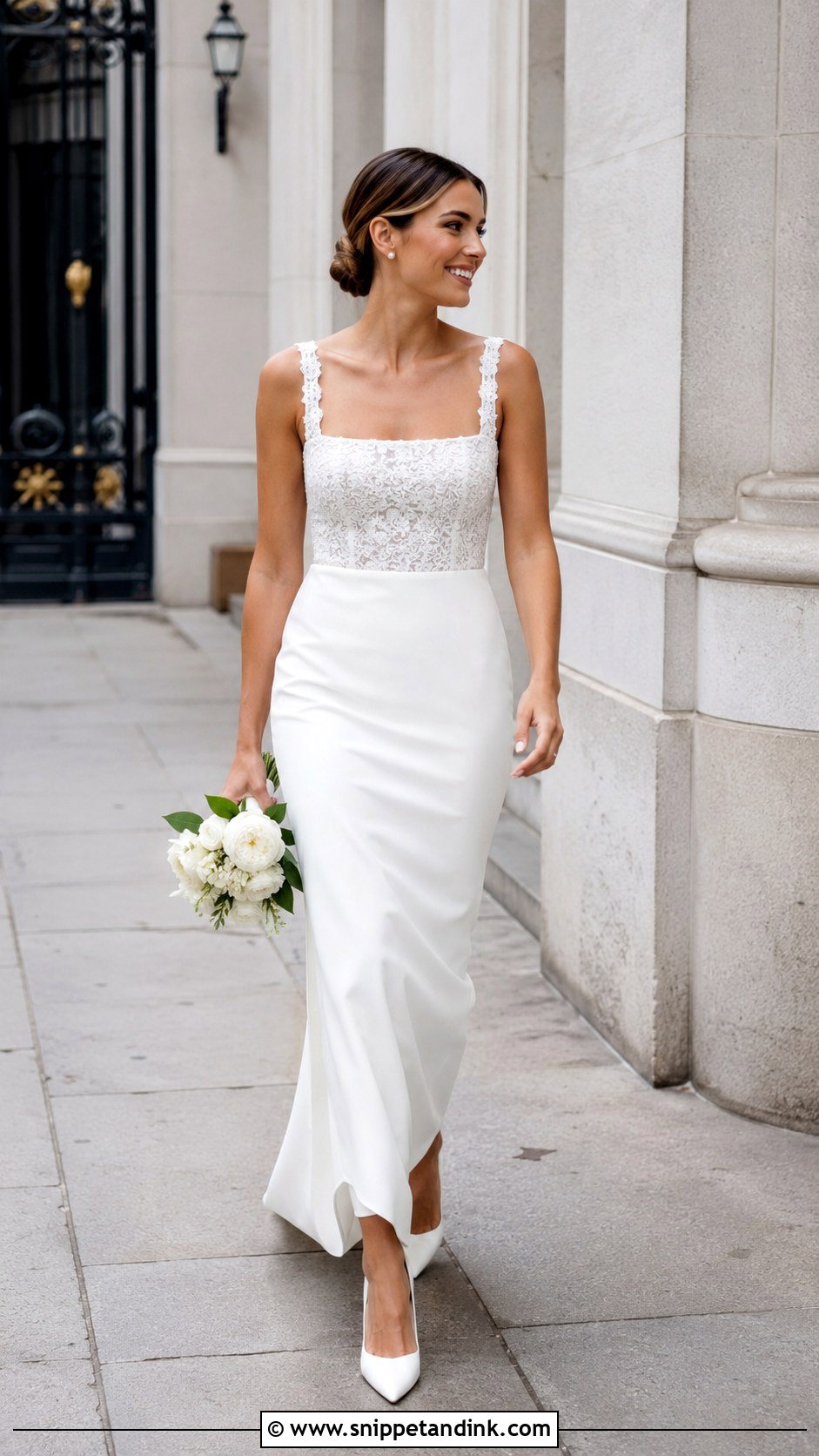 Simple Lace Square Neck Wedding Dress - Snippet and Ink - 30 Simple Lace Wedding Dress Ideas