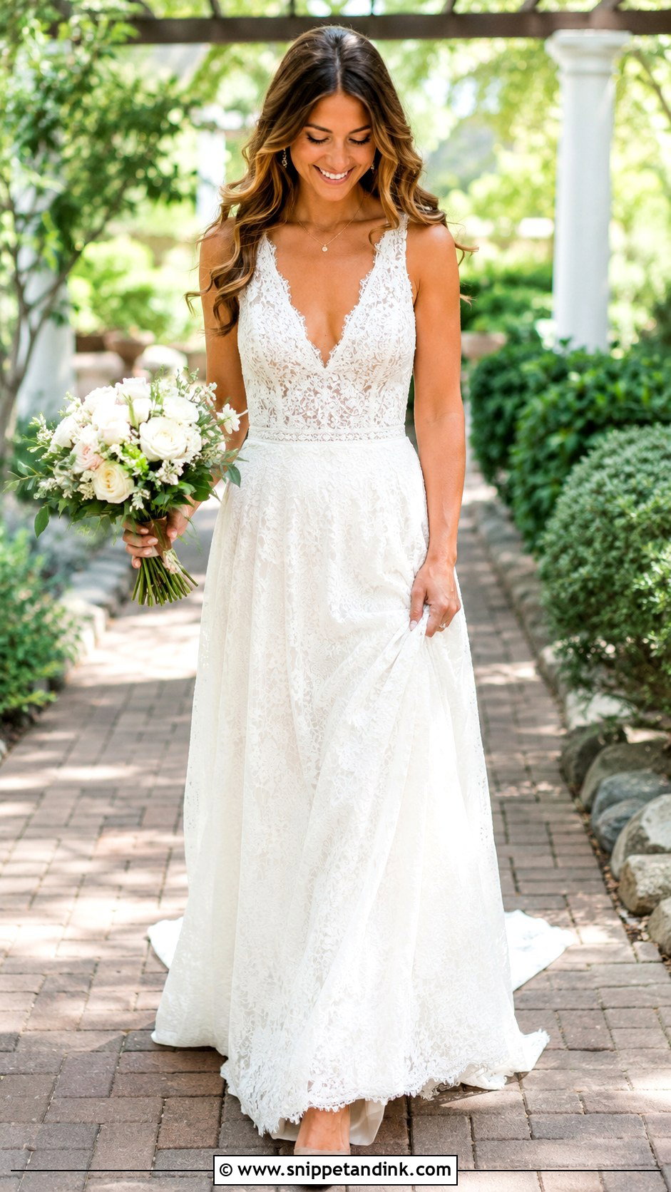 Simple Lace V Neck Wedding Dress - Snippet and Ink - 30 Simple Lace Wedding Dress Ideas