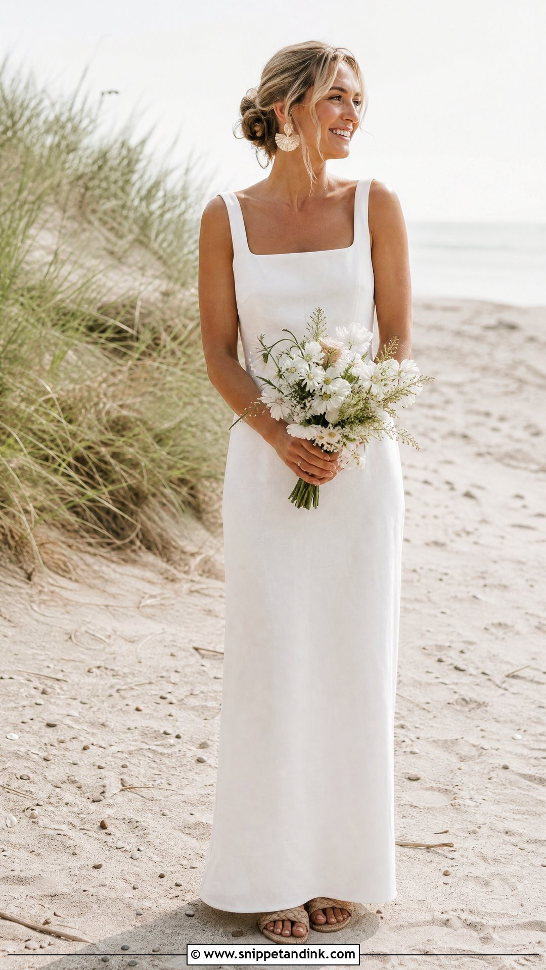 Simple Linen Column Beach Wedding Dress - Snippet and Ink - 20 Simple Beach Wedding Dresses