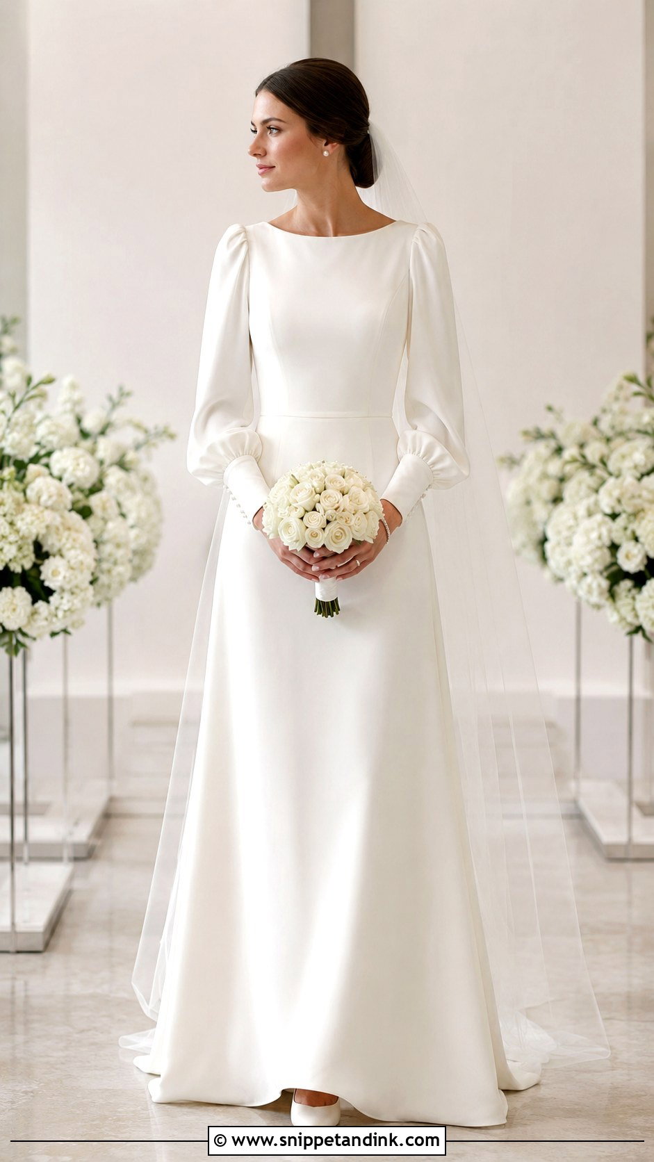 Simple Long Puff Sleeve Wedding Dress - Snippet and Ink - 20 Long Puff Sleeve Wedding Dress Ideas