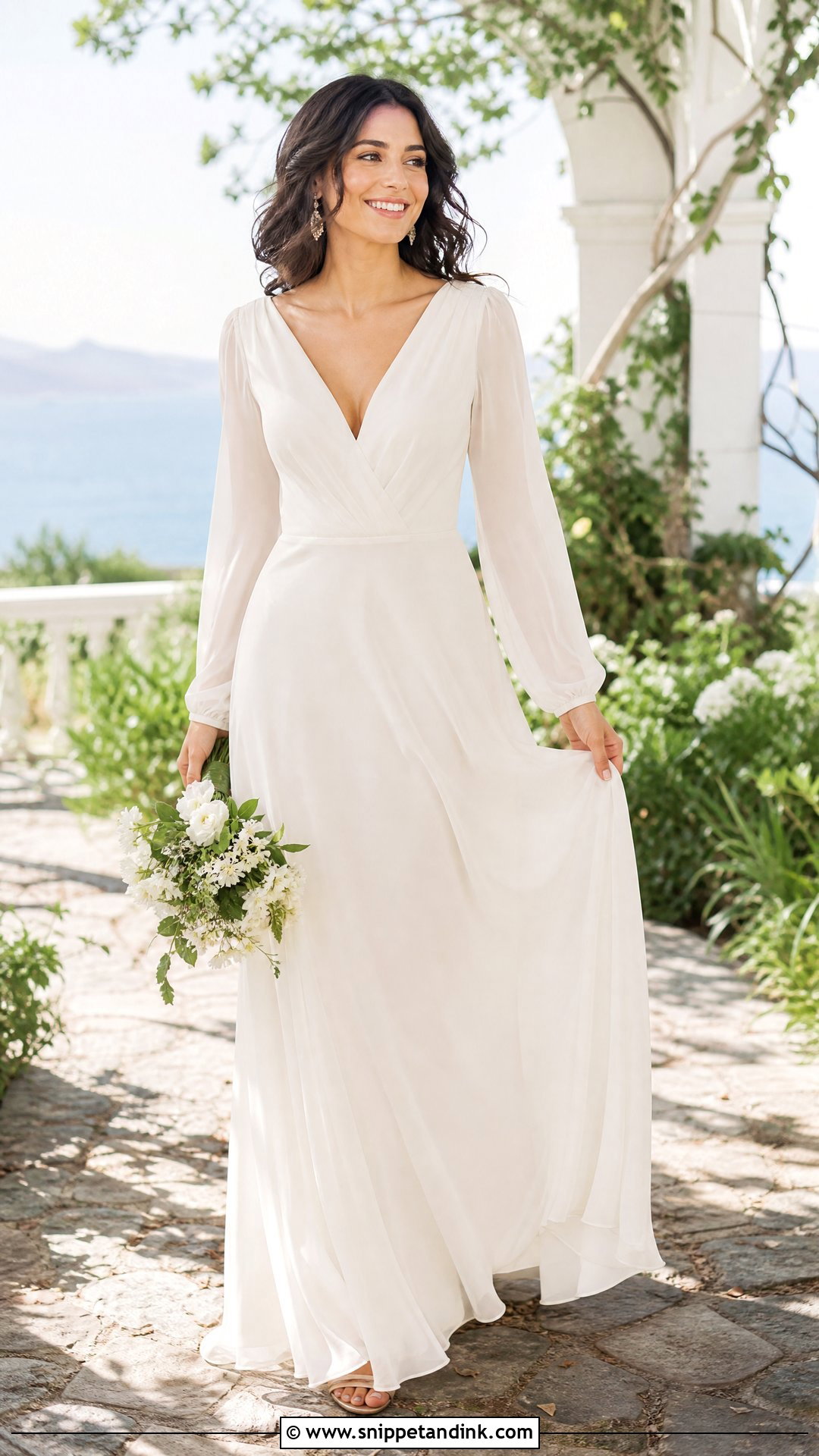 Simple Long Sleeve Chiffon Wedding Dress - Snippet and Ink - 25 Simple Long Sleeve Wedding Dress Ideas
