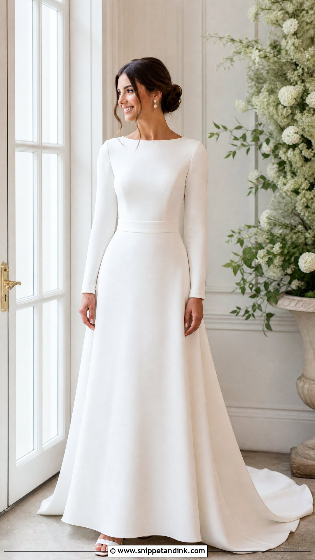 Simple Long Sleeve Fit And Flare Wedding Dress - Snippet and Ink - 25 Simple Long Sleeve Wedding Dress Ideas