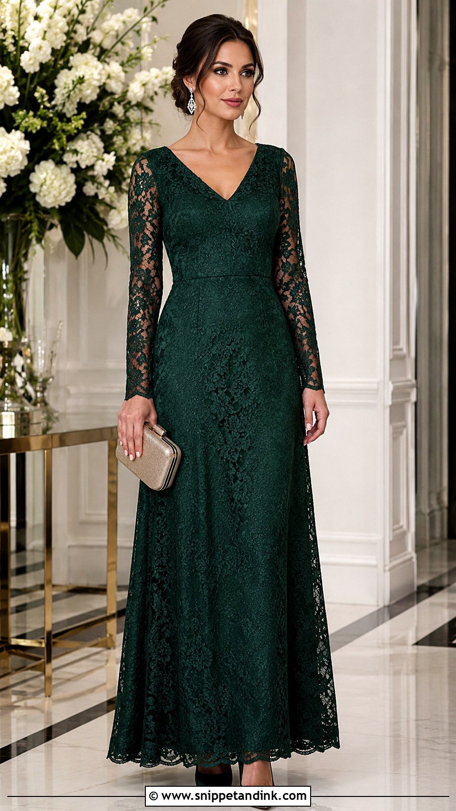 Simple Long Sleeve Lace Gown - Snippet and Ink - 20 Simple Lace Gown Ideas