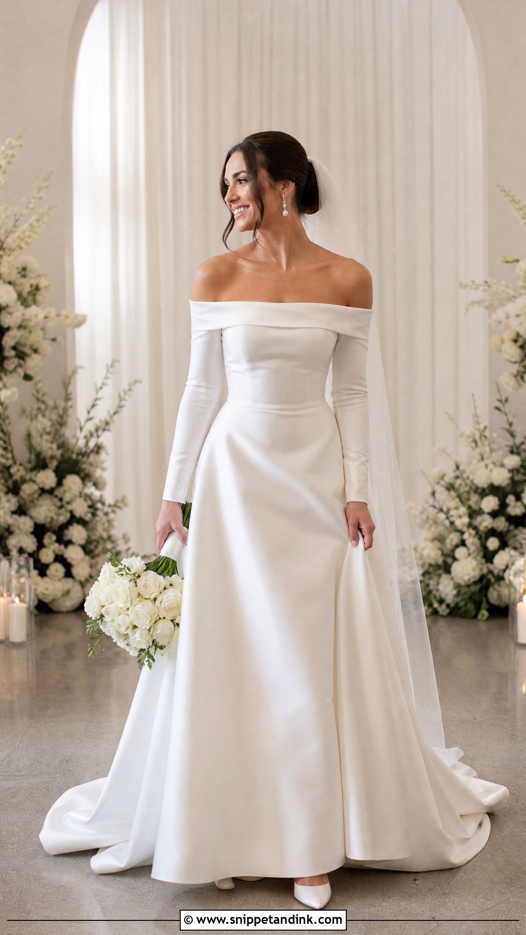 Simple Long Sleeve Off Shoulder Wedding Dress - Snippet and Ink - 25 Simple Long Sleeve Wedding Dress Ideas