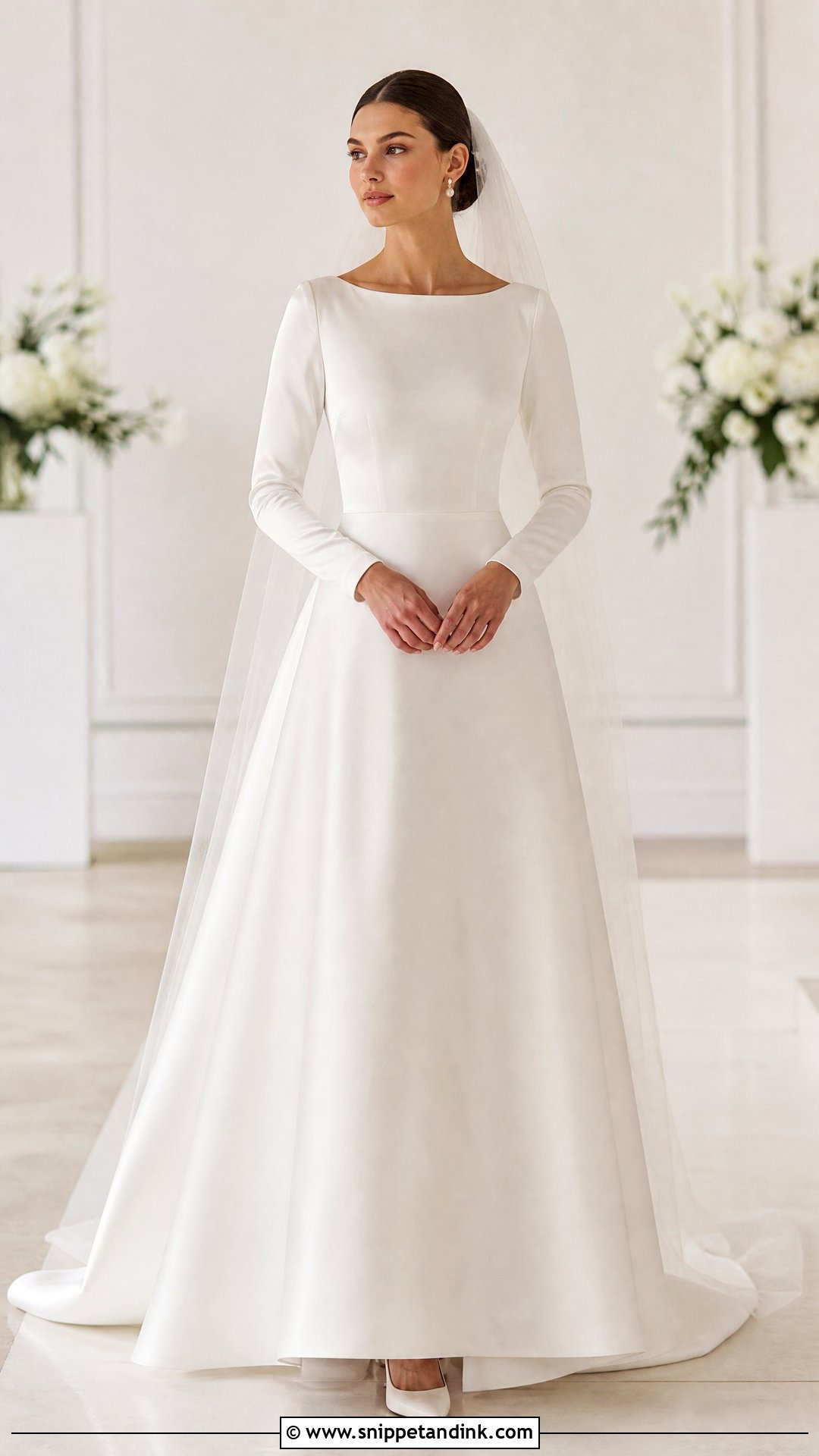 Simple Long Sleeve Satin Wedding Dress - Snippet and Ink - 20 Simple Wedding Dresses with Sleeves