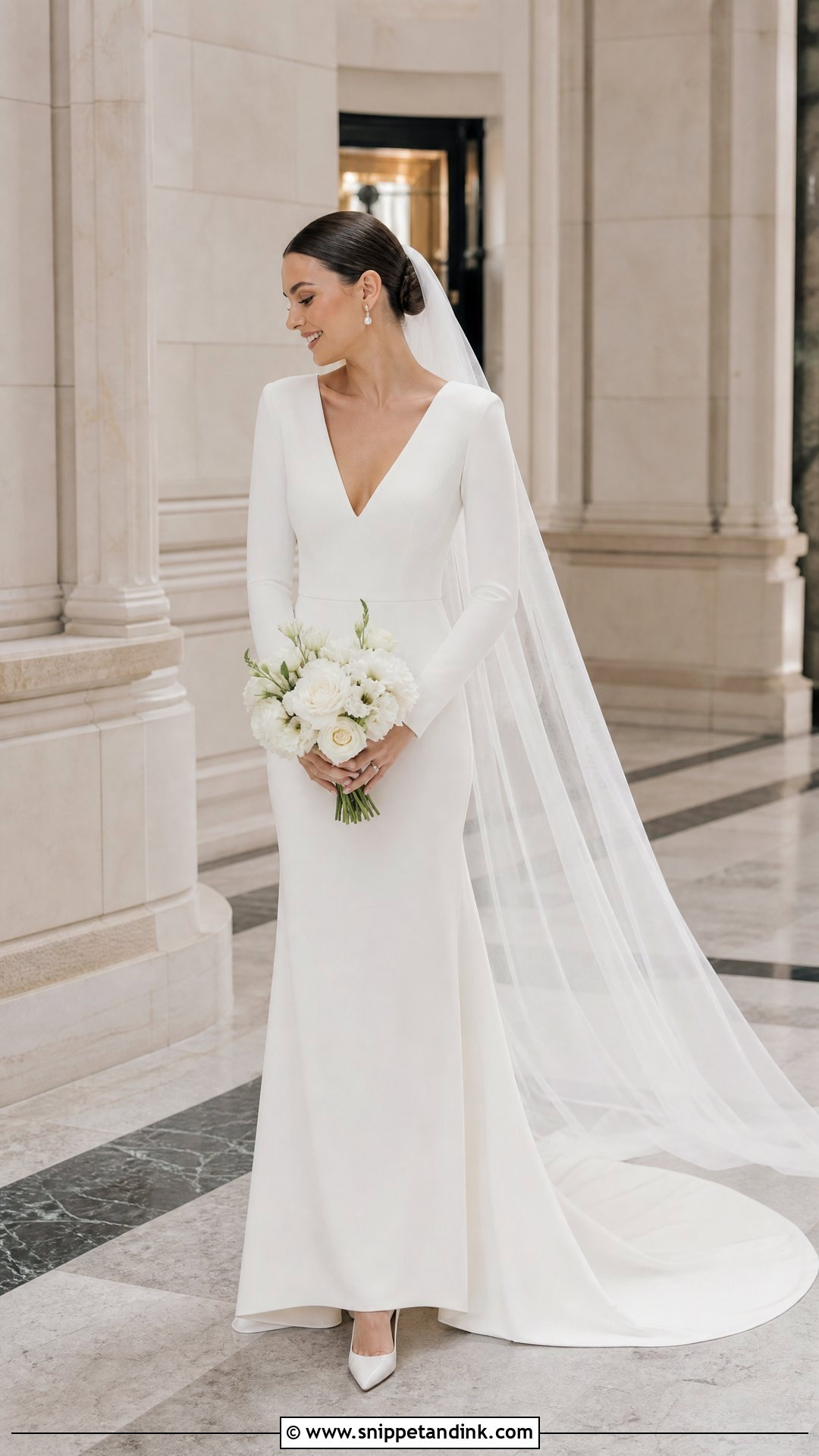 Simple Long Sleeve V Neck Wedding Dress - Snippet and Ink - 20 Simple V Neck Wedding Dress Ideas