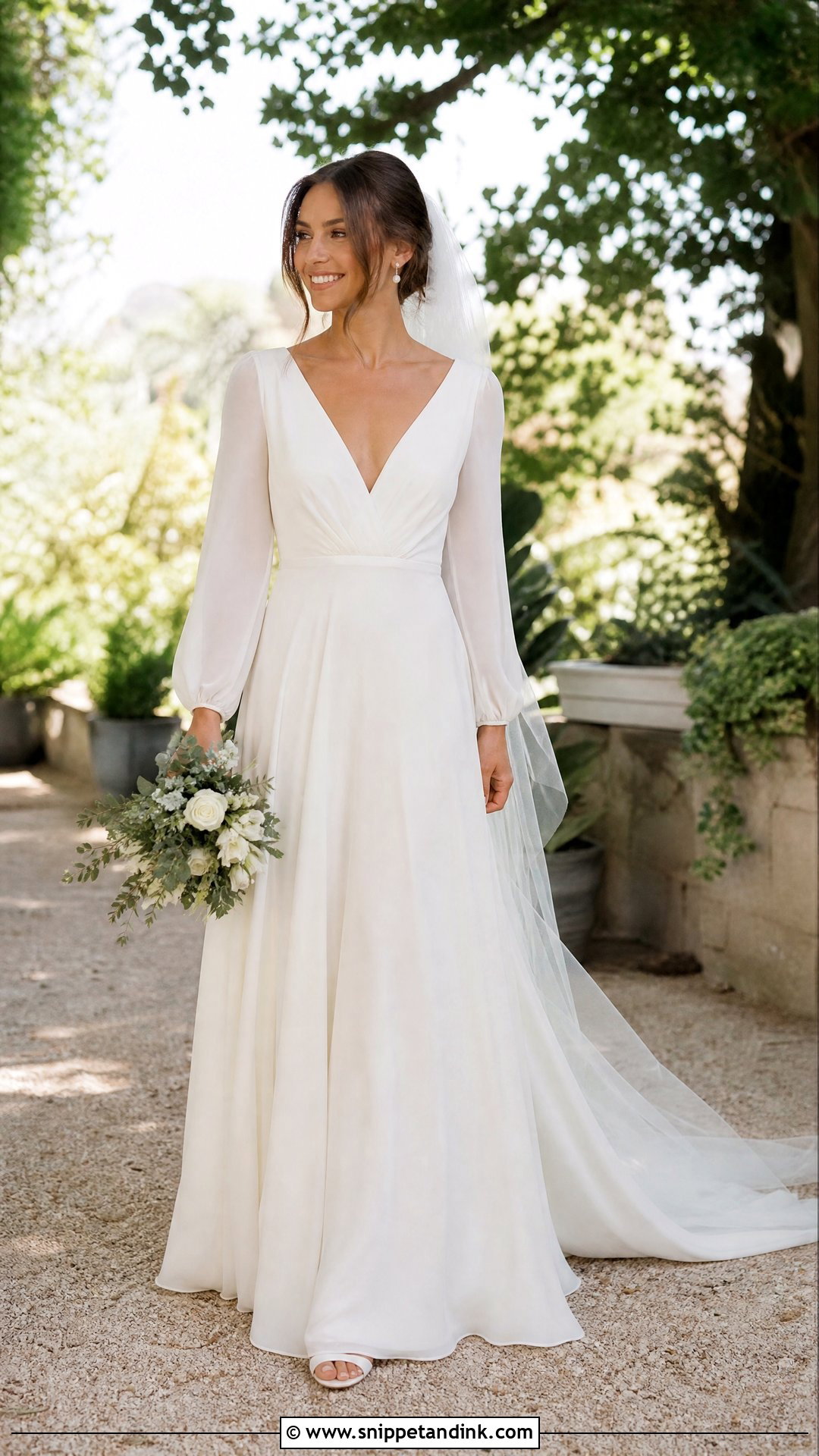 Simple Long Sleeve V Neck Wedding Dress - Snippet and Ink - 25 Simple Long Sleeve Wedding Dress Ideas