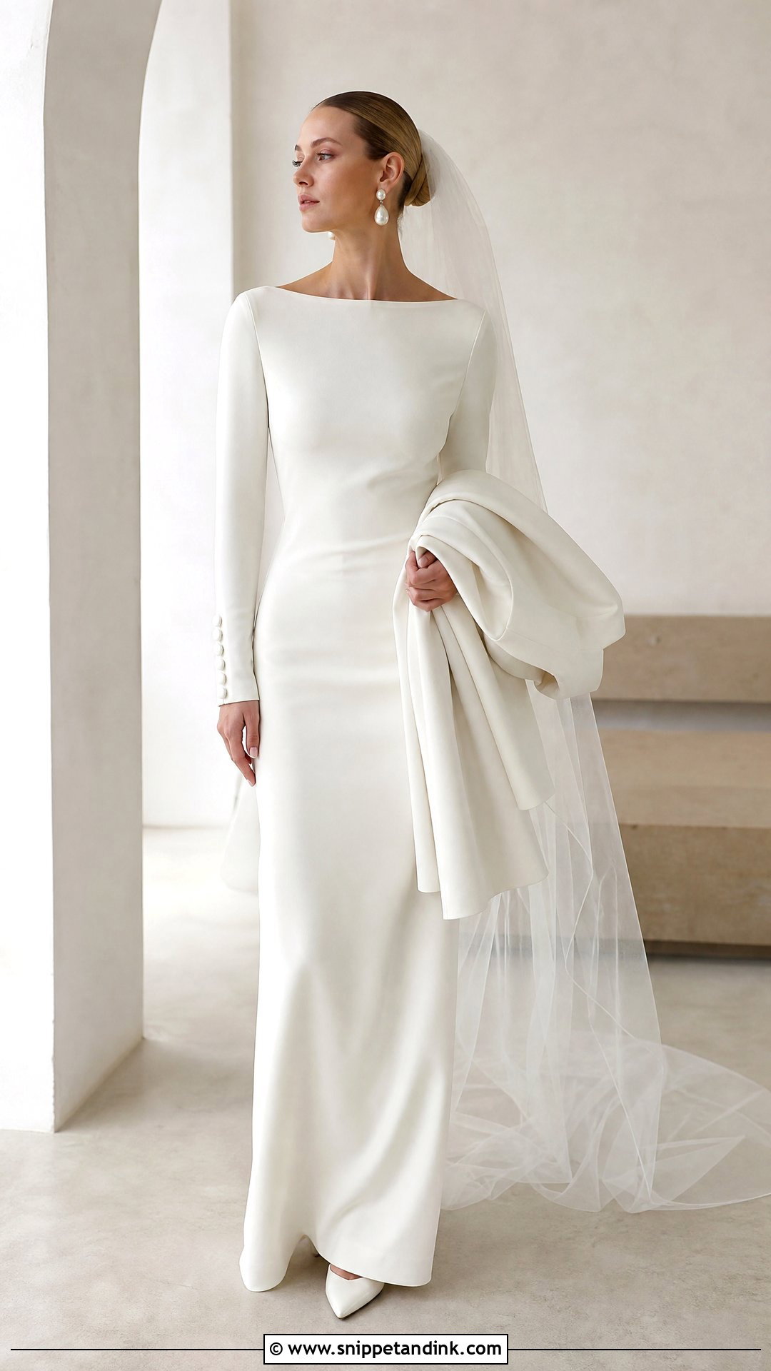 Simple Long Sleeve Wedding Dress - Snippet and Ink - 20 Warm Wedding Dress Ideas
