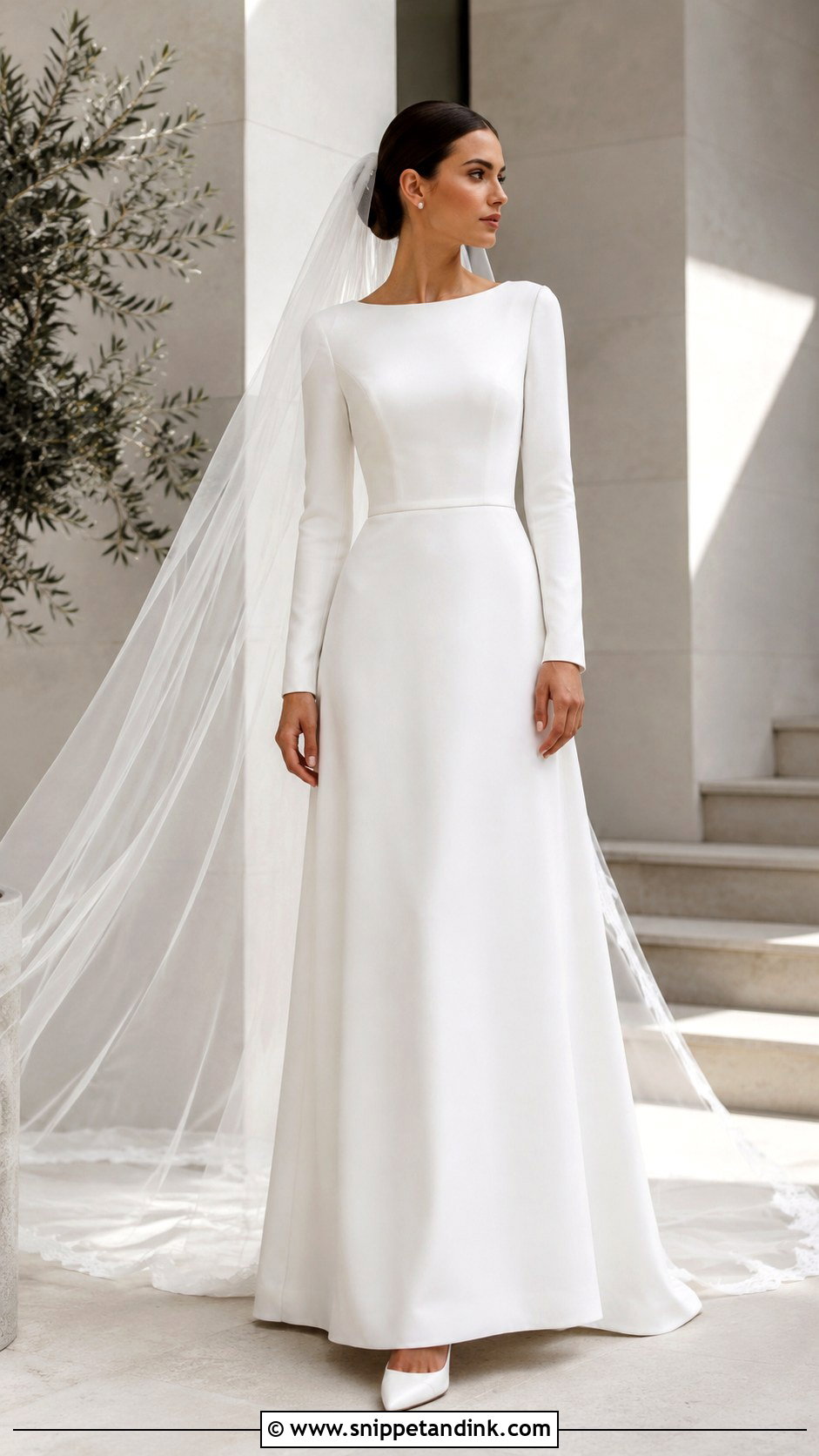 Simple Long Sleeve Wedding Dress - Snippet and Ink - 20 Modest White Wedding Dress Ideas