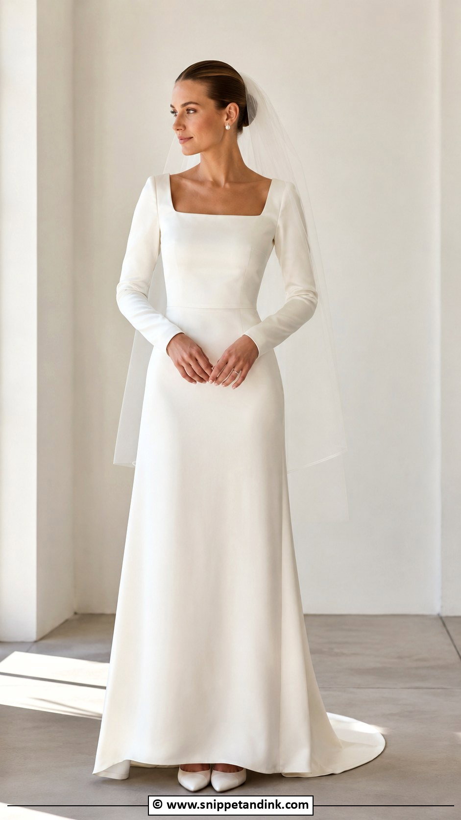 Simple Long Sleeve Wedding Dress - Snippet and Ink - 30 Conservative Wedding Dress Ideas