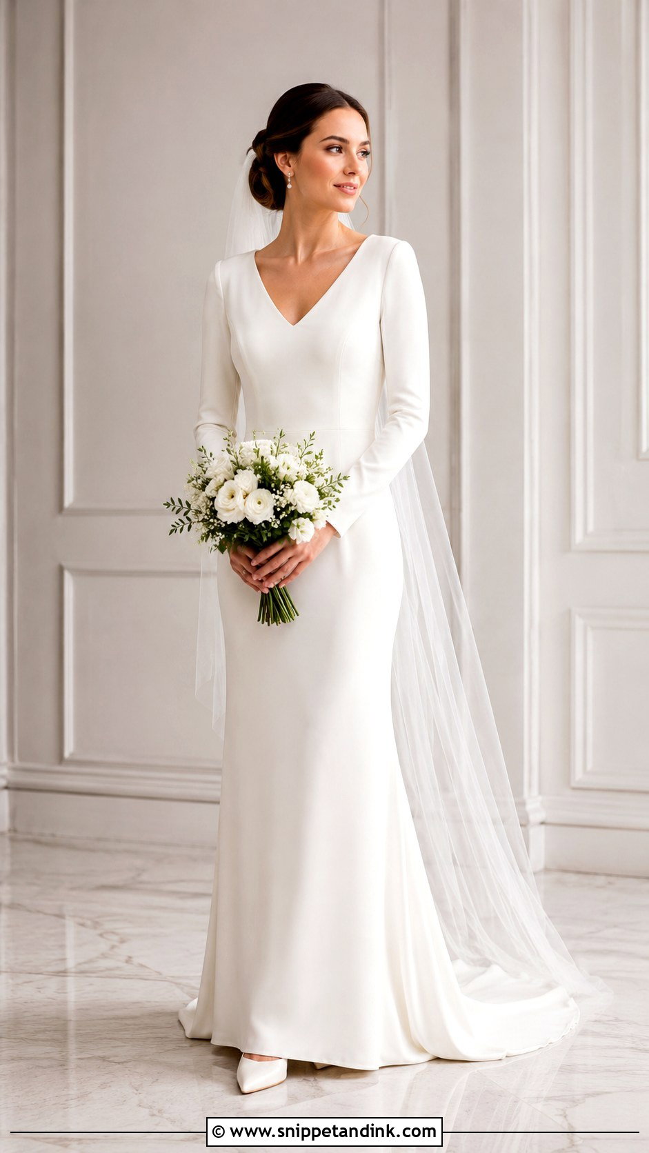 Simple Long Sleeve Wedding Gown - Snippet and Ink - 25 Simple Wedding Gown Ideas