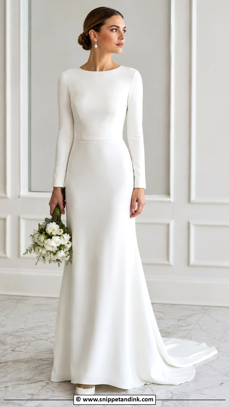 Simple Long Sleeve Wedding Gown - Snippet and Ink - 30 Simple Wedding Gowns