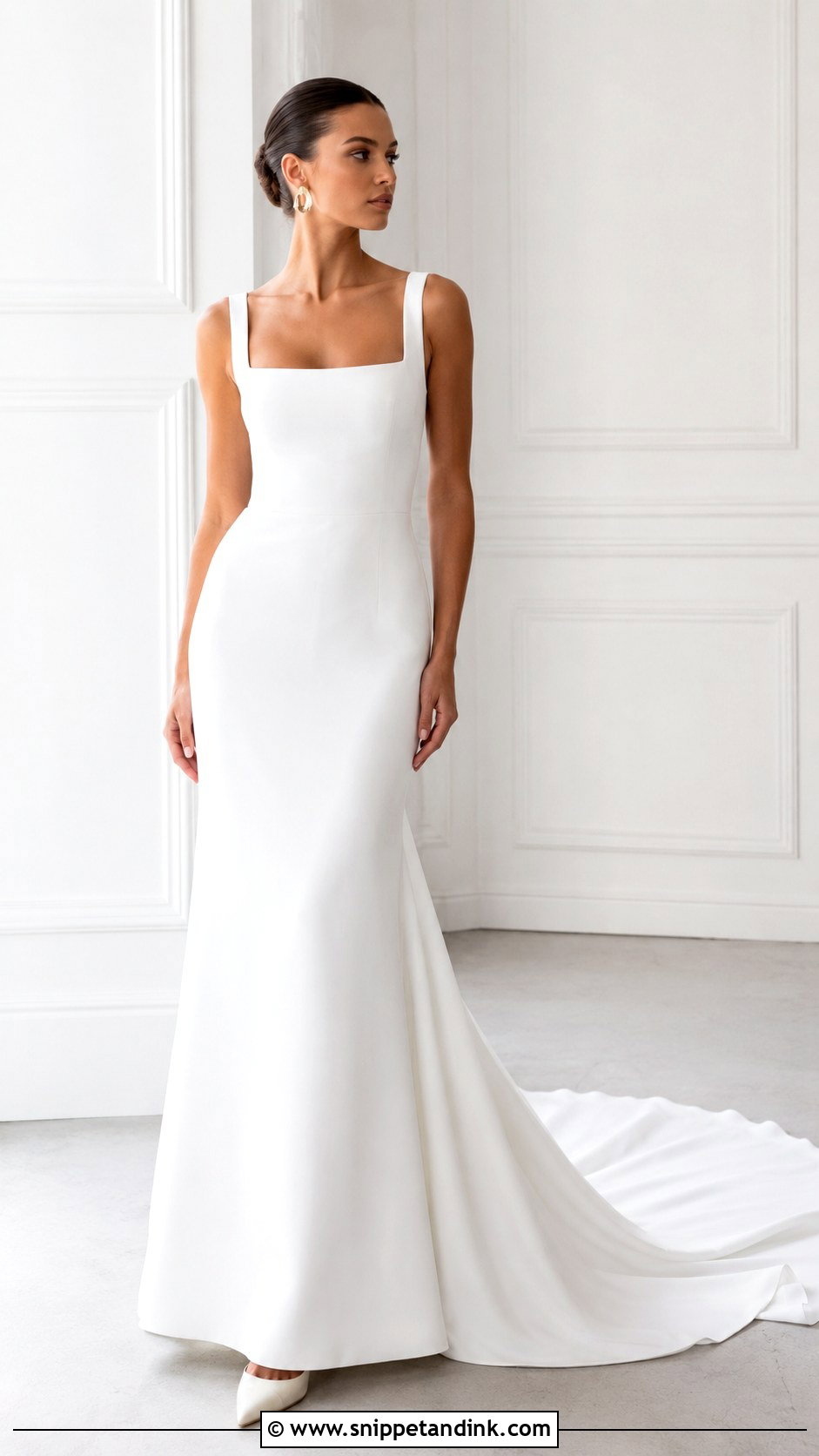 Simple Long Train Wedding Dress - Snippet and Ink - 25 Long Train Wedding Dresses
