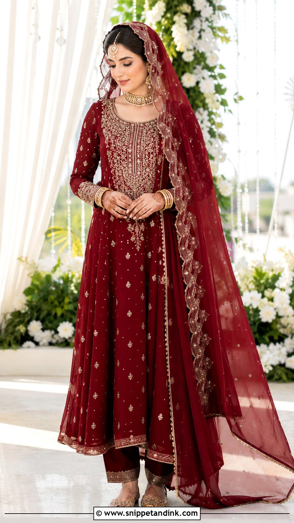 Simple Maroon Pakistani Nikkah Bridal Dress - Snippet and Ink - 20 Maroon Pakistani Bridal Dress Ideas