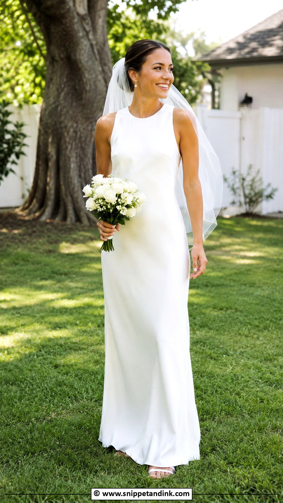 Simple Maxi Wedding Dress With Flat Sandals - Snippet and Ink - 30 Backyard Wedding Dress Ideas