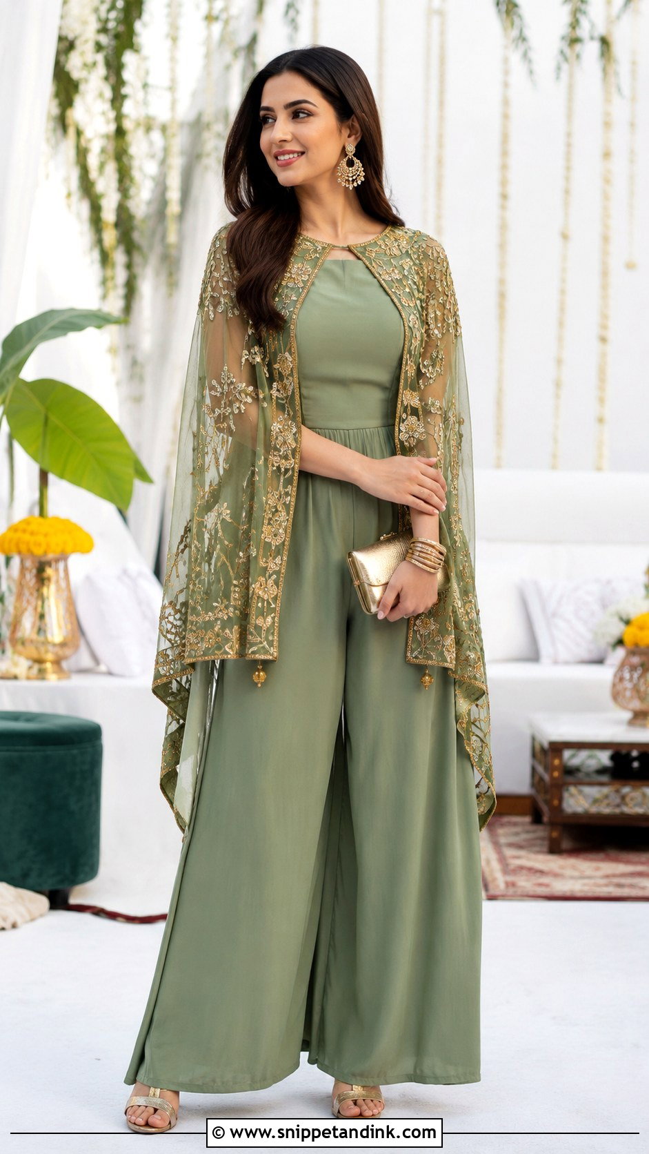 Simple Mehndi Jumpsuit Outfit - Snippet and Ink - 25 Simple Mehndi Outfit Ideas