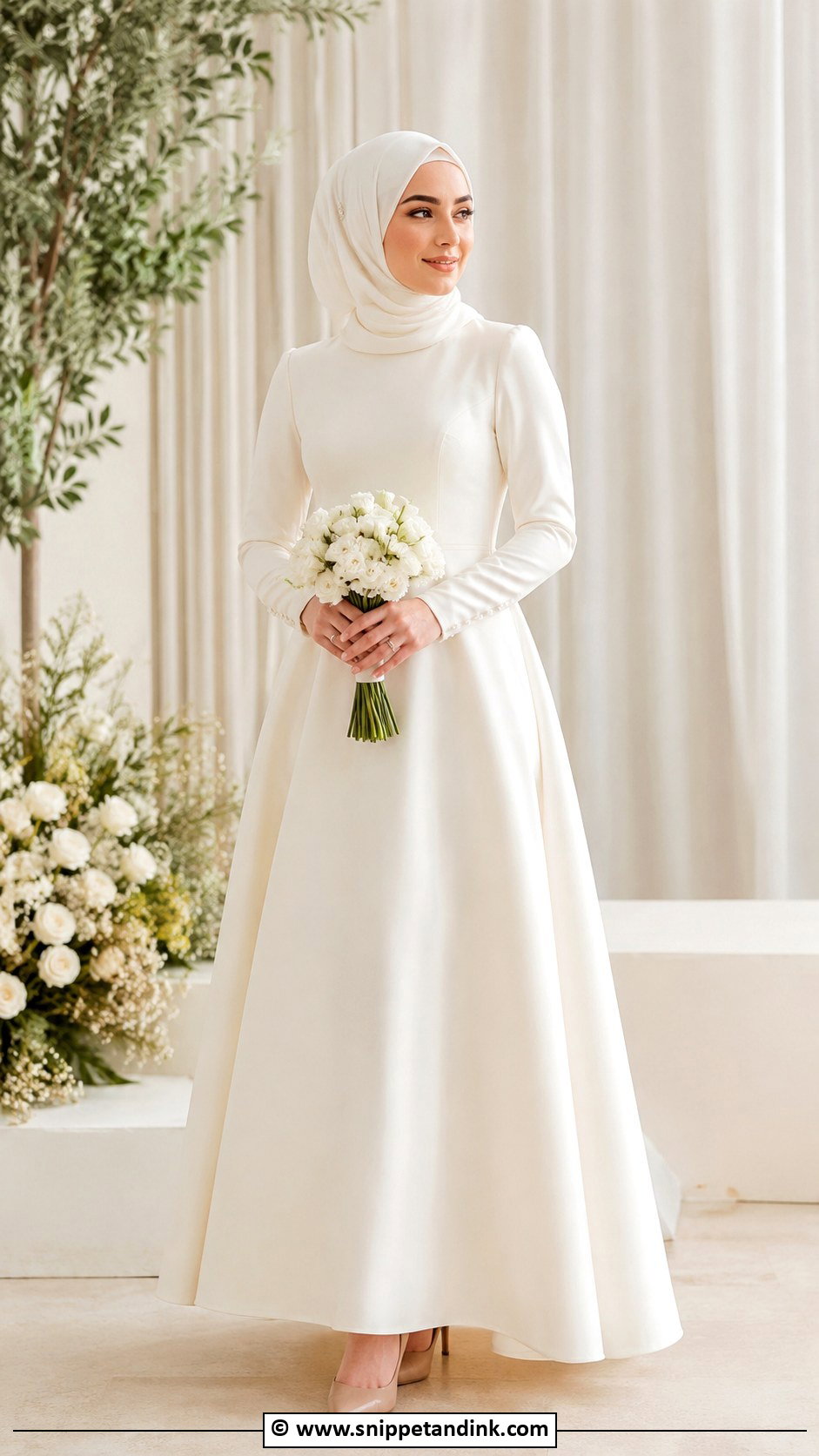 Simple Nikah Arabic Muslim Wedding Dress - Snippet and Ink - 25 Arabic Muslim Wedding Dress Ideas