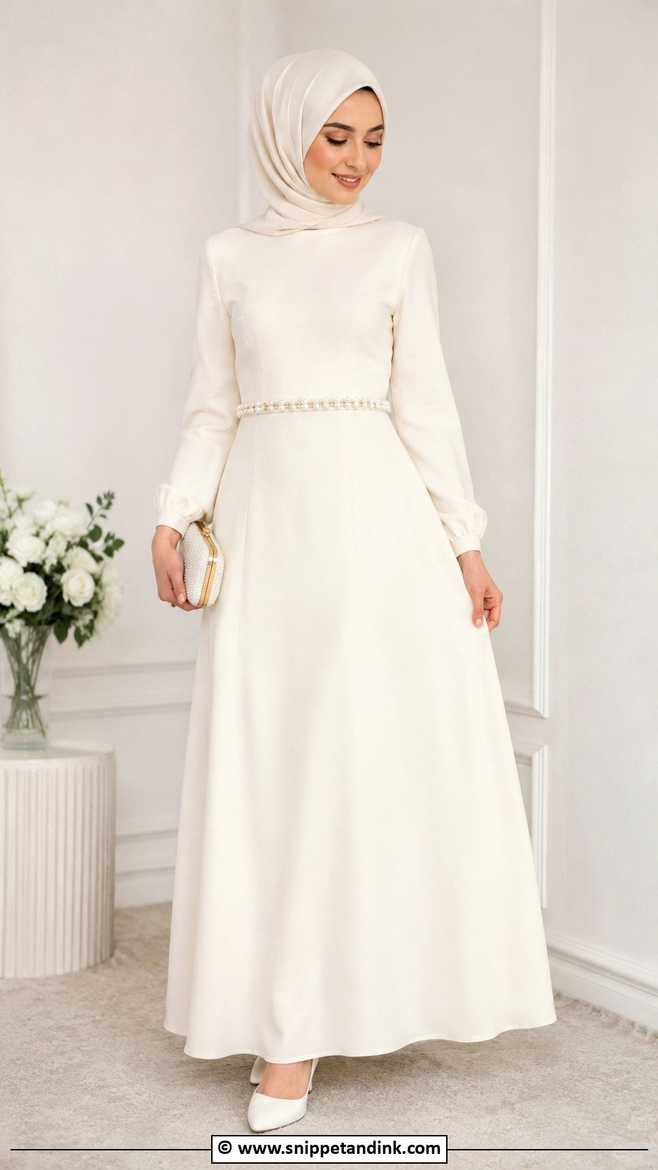 Simple Nikah Dress With Long Sleeves - Snippet and Ink - 30 Muslim Nikah Dresses