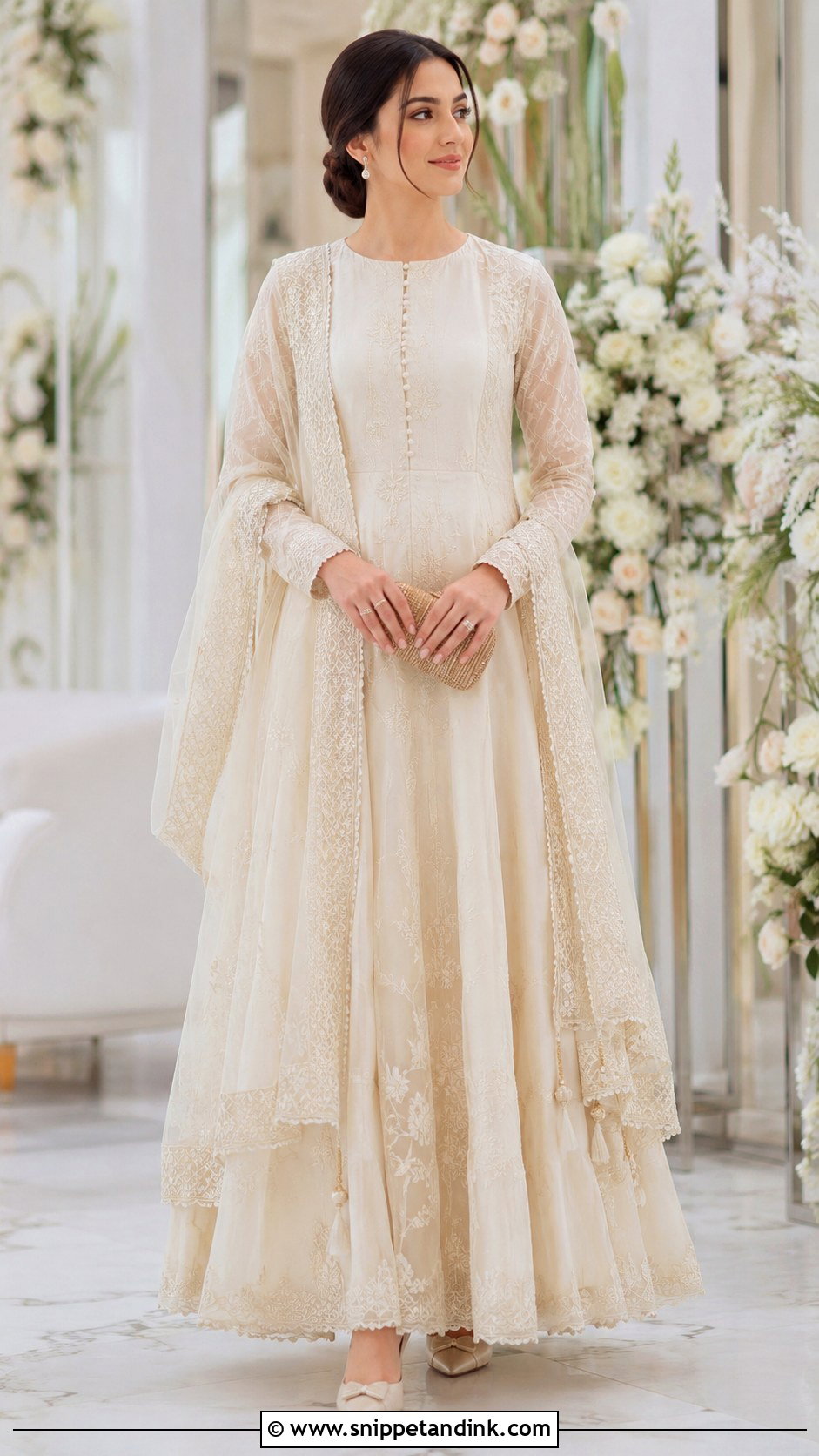 Simple Nikkah Gown With Dupatta - Snippet and Ink - 25 Simple Nikkah Dress Ideas
