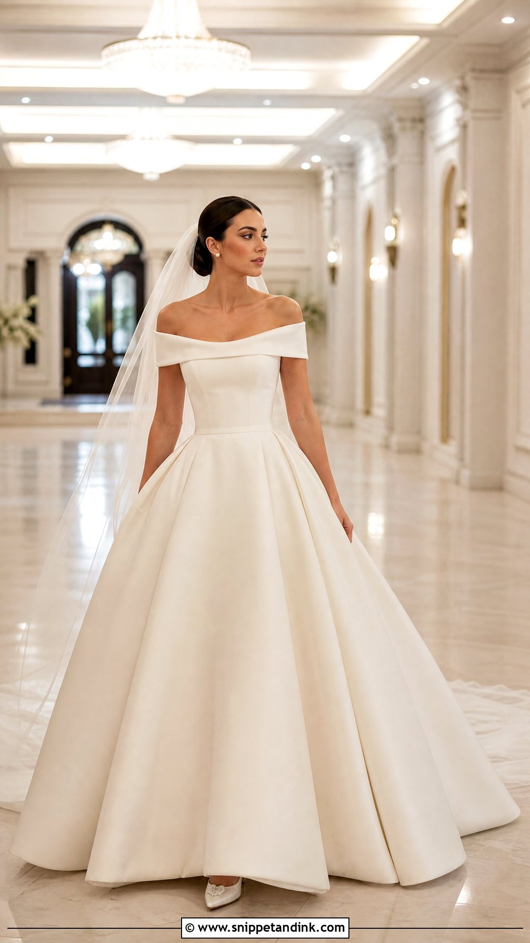 Simple Off Shoulder Ball Gown Wedding Dress - Snippet and Ink - 20 Simple Off Shoulder Wedding Dress Ideas
