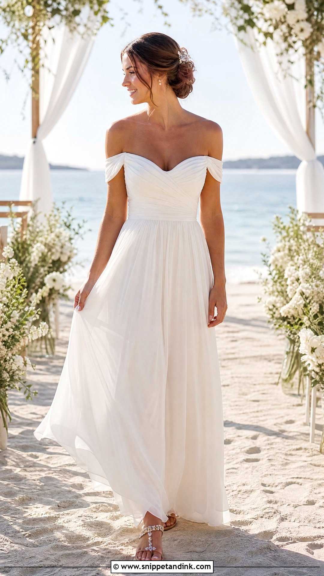 Simple Off Shoulder Beach Wedding Dress - Snippet and Ink - 20 Simple Off Shoulder Wedding Dress Ideas