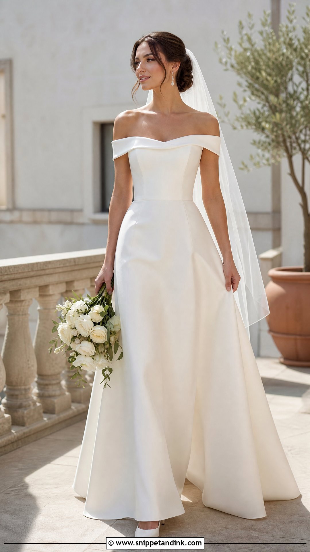 Simple Off Shoulder Bridal Gown - Snippet and Ink - 20 Simple Bridal Gowns