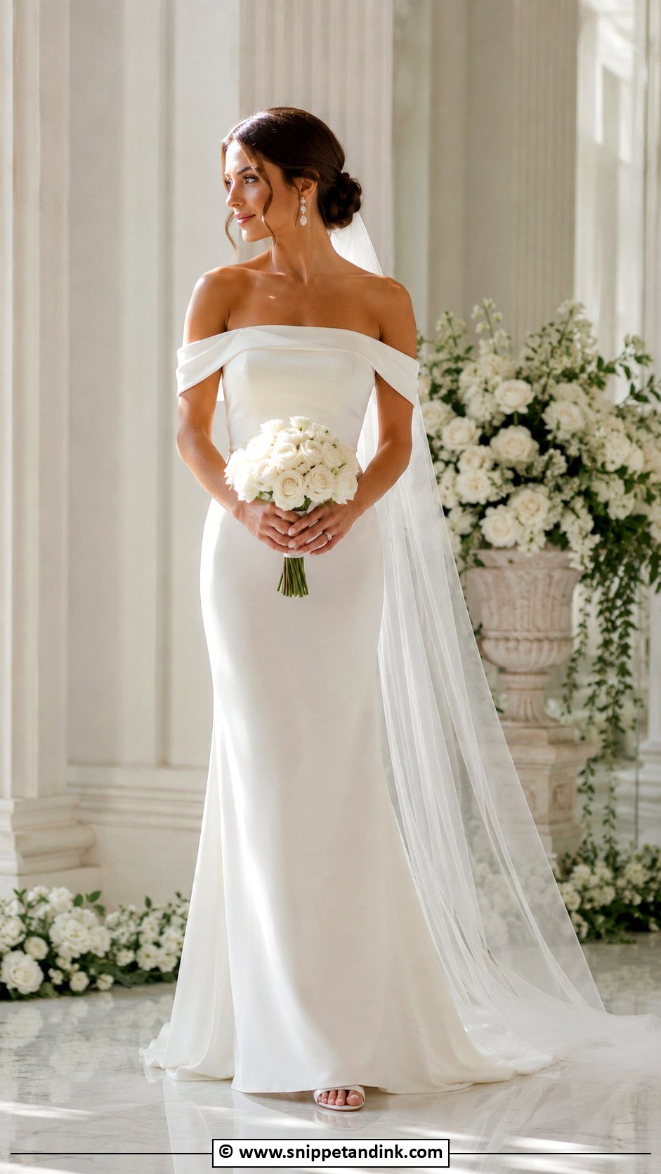 Simple Off Shoulder Bride Dress - Snippet and Ink - 35 Simple Bride Dress Ideas