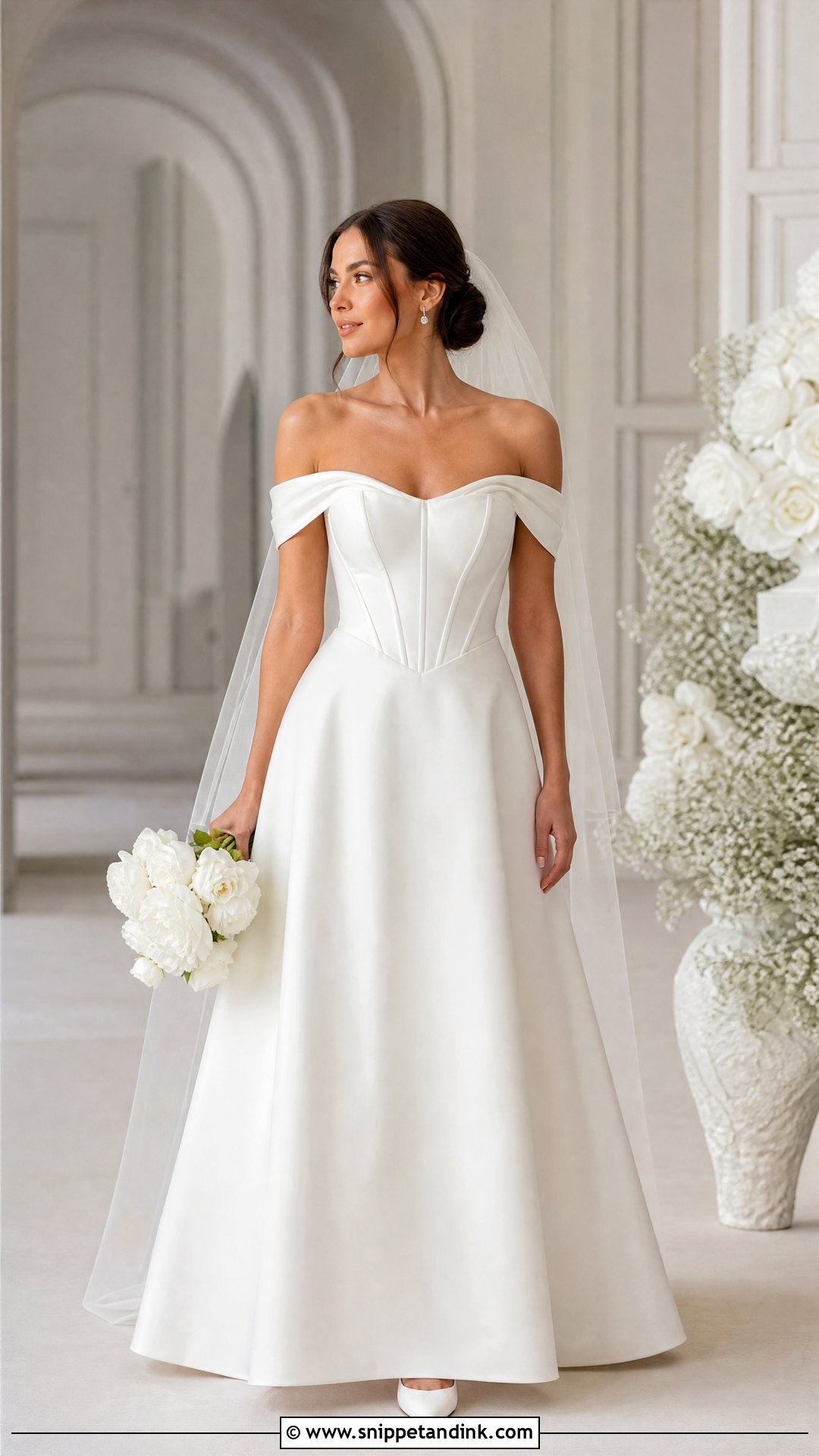 Simple Off Shoulder Corset Wedding Dress - Snippet and Ink - 20 Simple Off Shoulder Wedding Dress Ideas