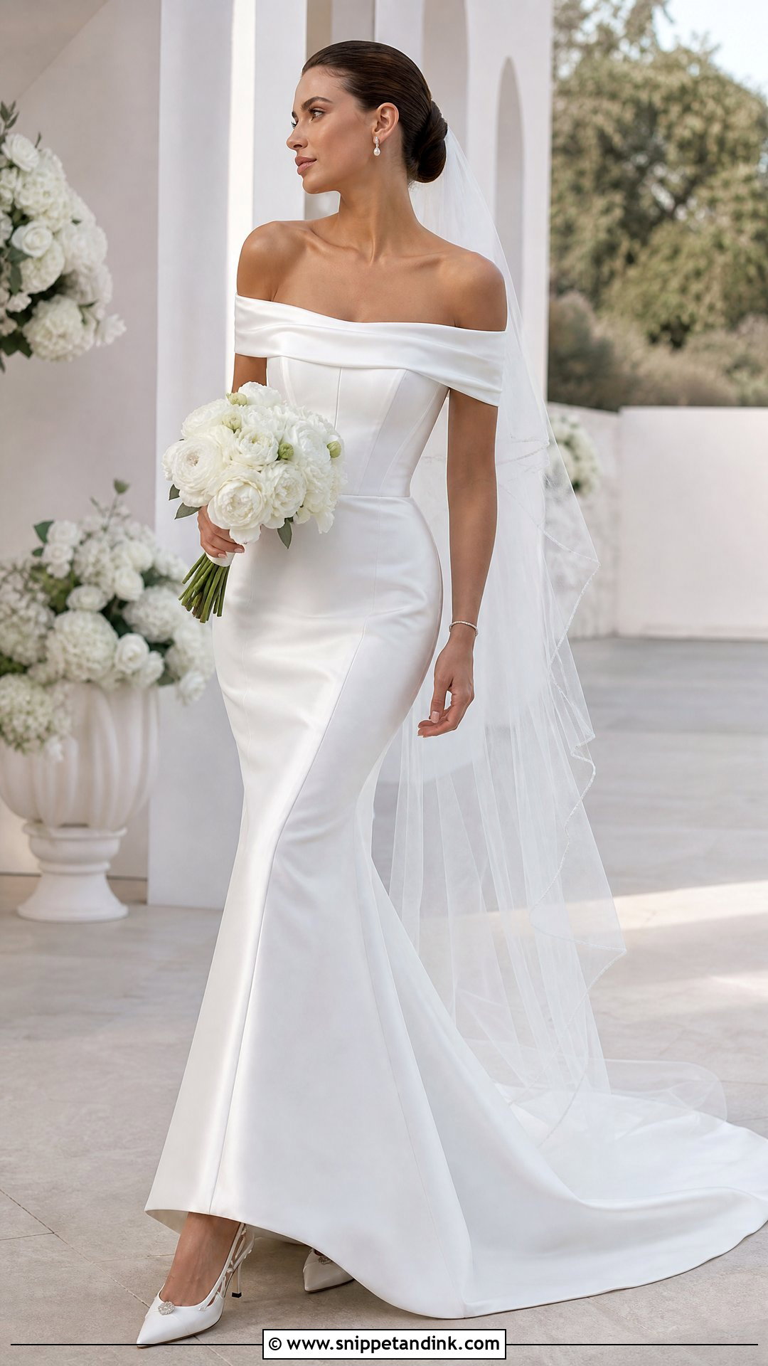 Simple Off Shoulder Fitted Wedding Dress - Snippet and Ink - 25 Simple Fitted Wedding Dress Ideas