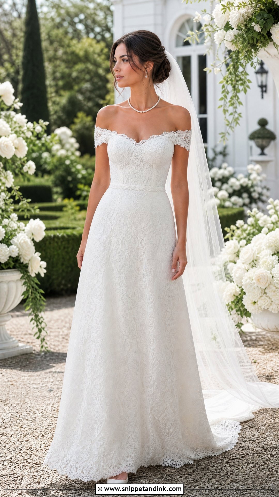 Simple Off Shoulder Lace Wedding Dress - Snippet and Ink - 20 Simple Lace Wedding Dresses