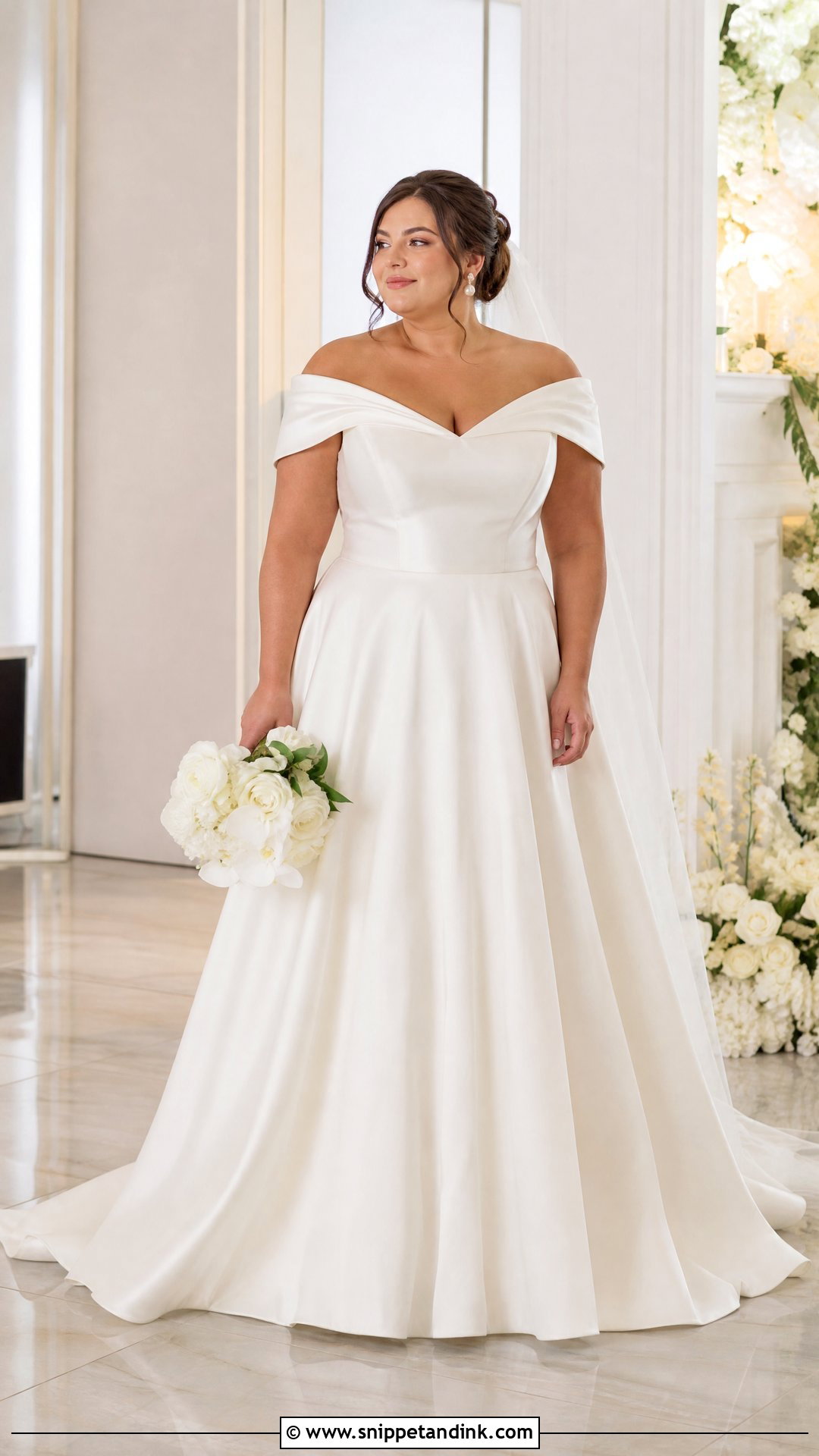 Simple Off Shoulder Plus Size Wedding Dress - Snippet and Ink - 20 Simple Off Shoulder Wedding Dress Ideas