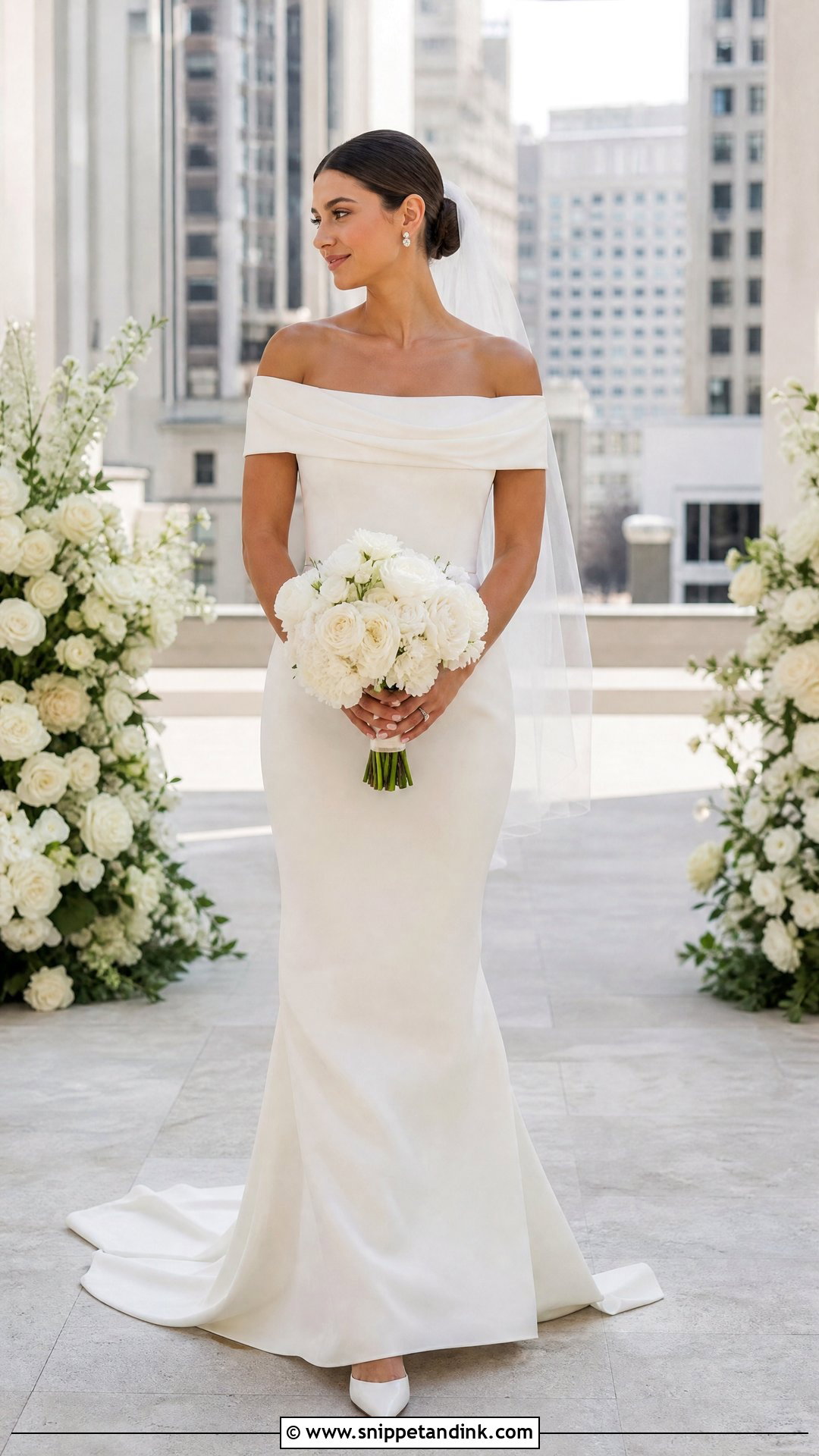 Simple Off Shoulder Sheath Wedding Dress - Snippet and Ink - 20 Simple Off Shoulder Wedding Dress Ideas