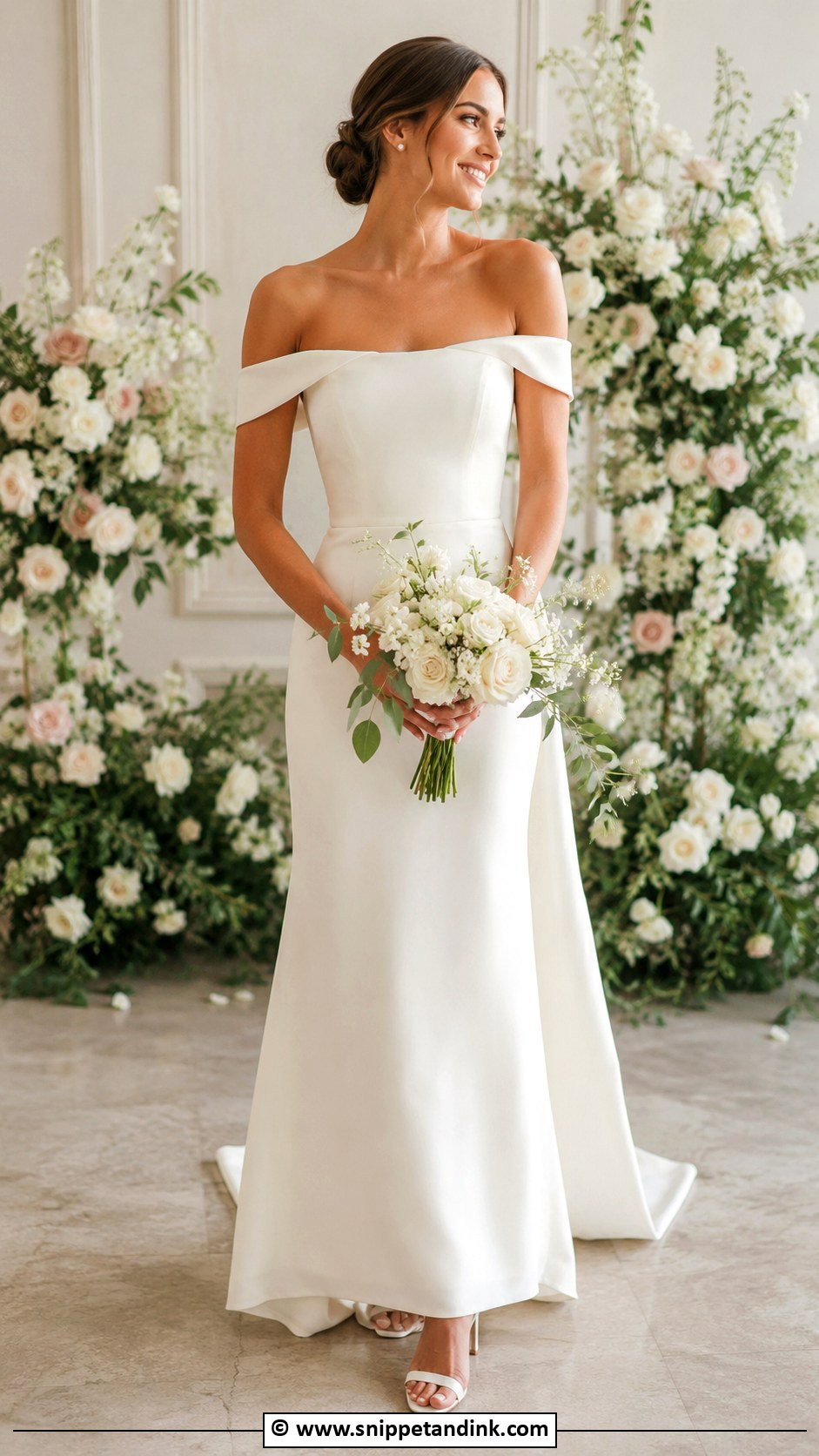 Simple Off Shoulder Wedding Dress - Snippet and Ink - 35 Simple Wedding Dresses