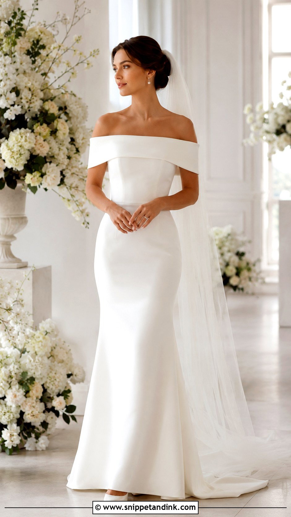 Simple Off Shoulder Wedding Dress - Snippet and Ink - 25 Schlichtes Hochzeitskleid Ideas