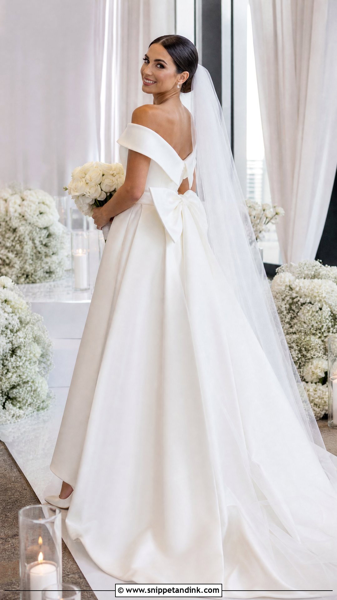 Simple Off Shoulder Wedding Dress With Bow - Snippet and Ink - 20 Simple Off Shoulder Wedding Dress Ideas