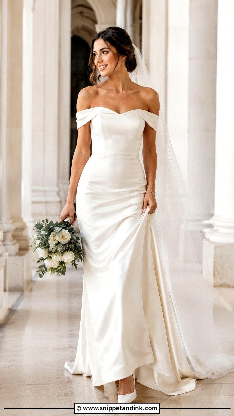 Simple Off Shoulder Wedding Gown - Snippet and Ink - 25 Simple Wedding Gown Ideas