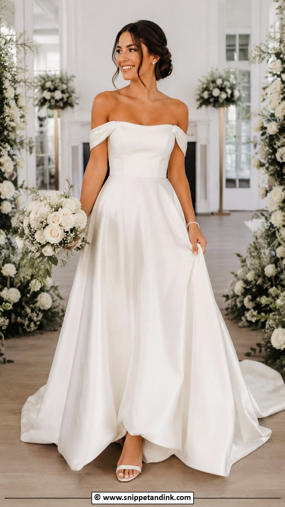 Simple Off Shoulder Wedding Gown - Snippet and Ink - 30 Simple Wedding Gowns