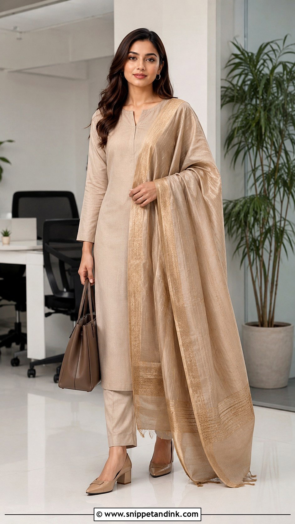 Simple Office Suit With Heavy Dupatta - Snippet and Ink - 30 Simple Suit with Heavy Dupatta Ideas