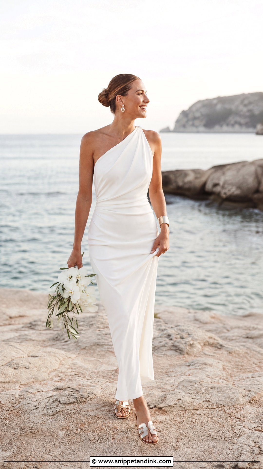 Simple One Shoulder Beach Wedding Dress - Snippet and Ink - 20 Simple Beach Wedding Dresses