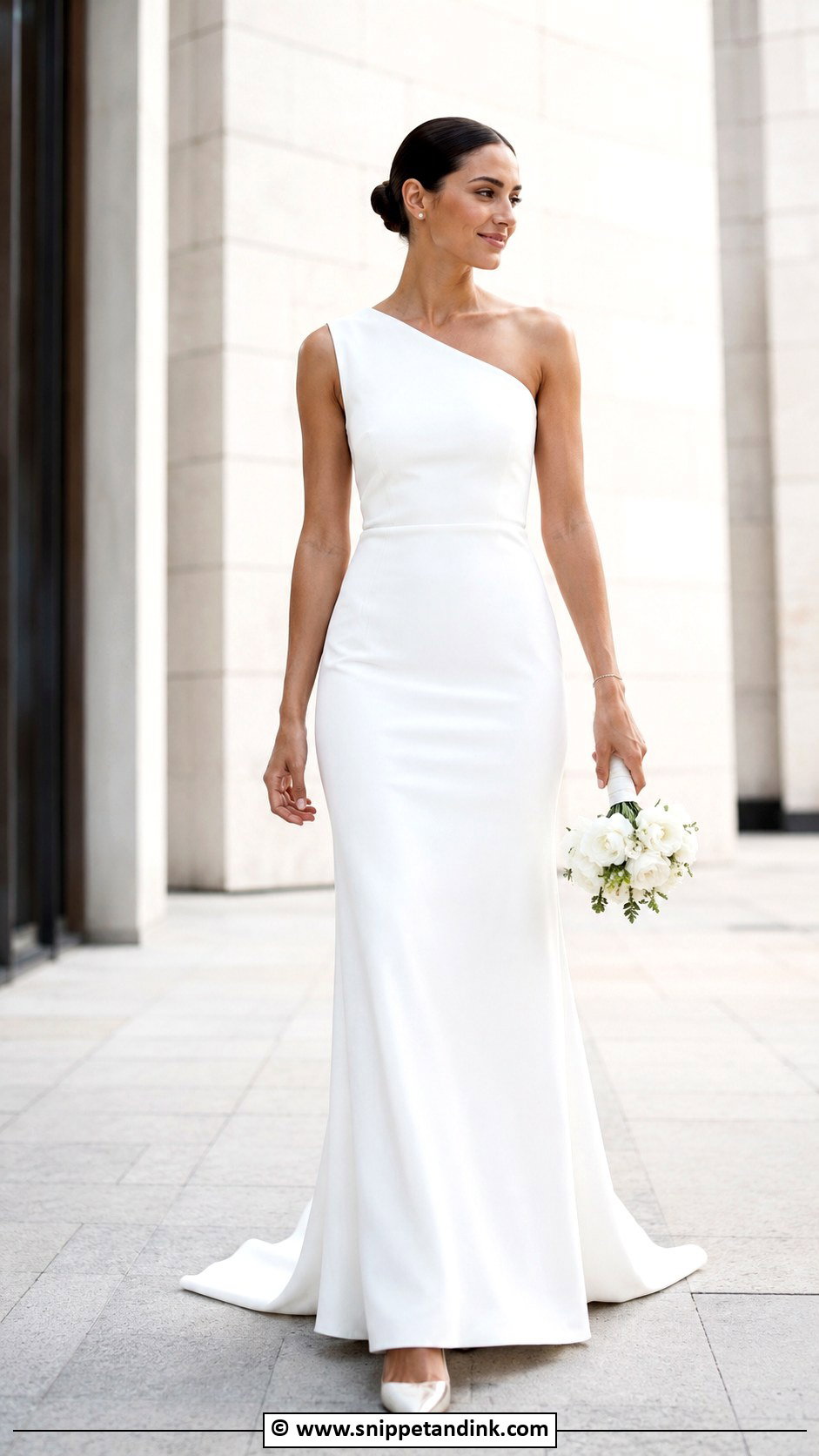 Simple One Shoulder Bride Dress - Snippet and Ink - 35 Simple Bride Dress Ideas