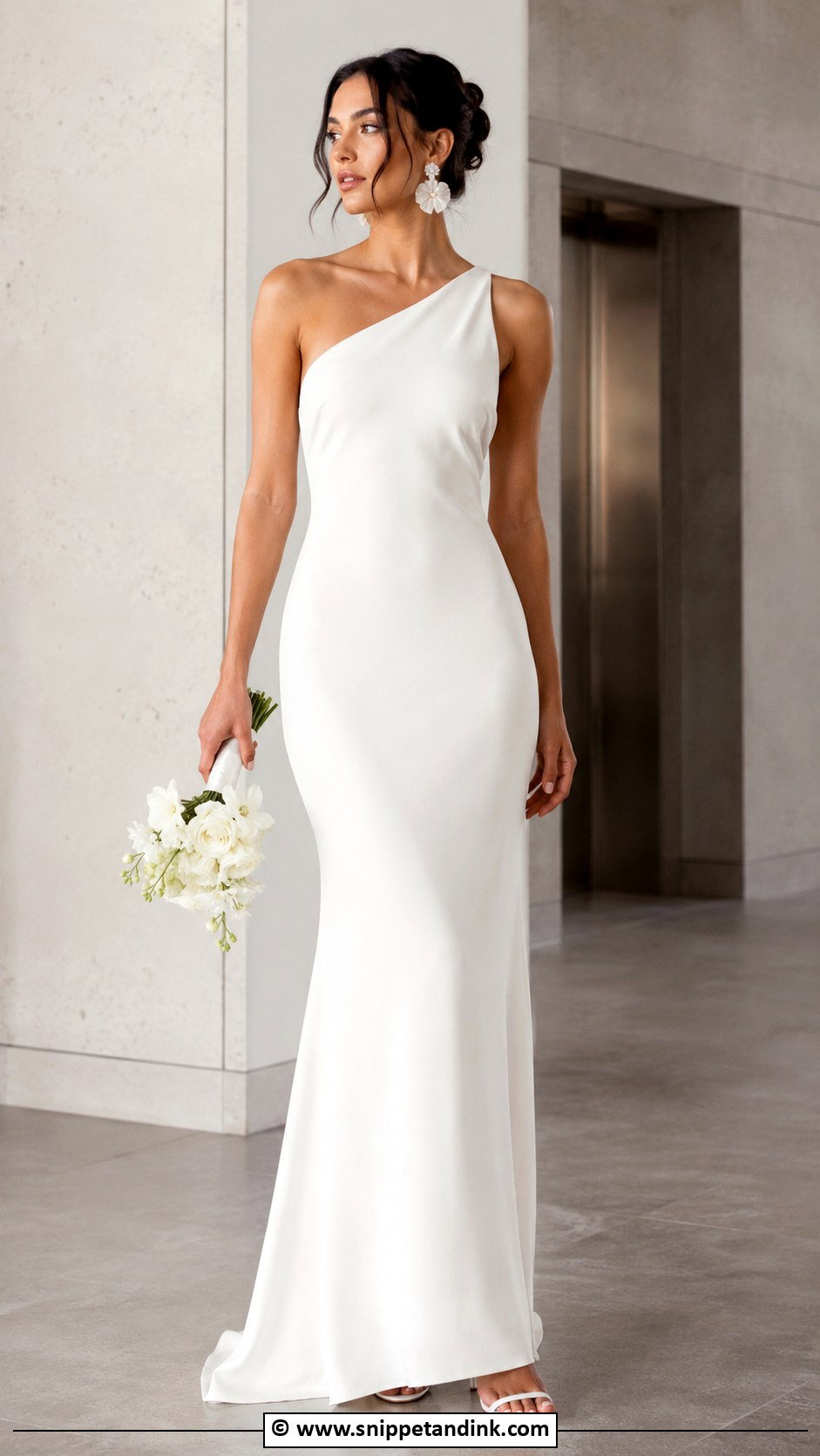 Simple One Shoulder Wedding Gown - Snippet and Ink - 30 Simple Wedding Gowns