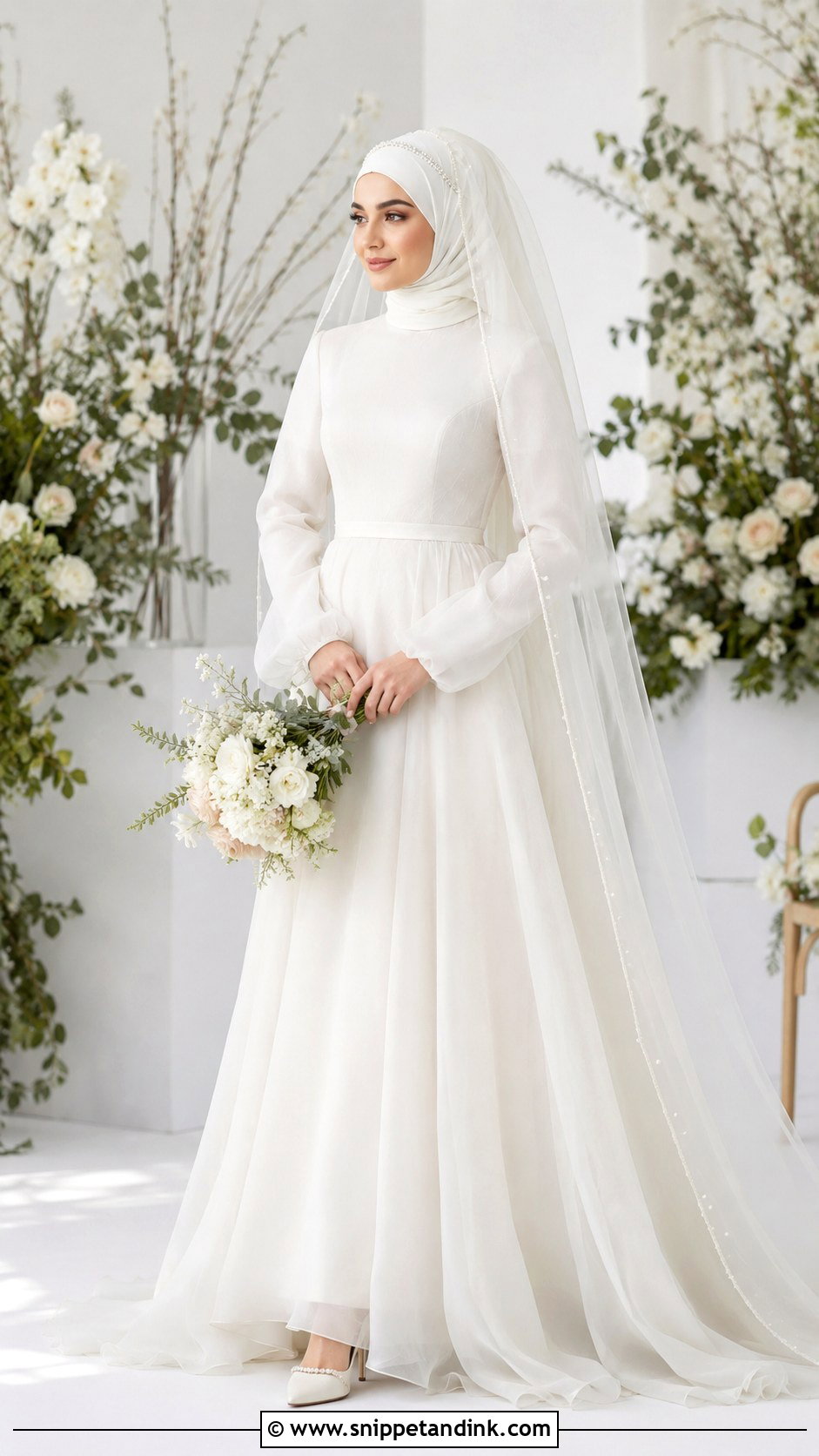 Simple Organza Hijab Wedding Dress - Snippet and Ink - 25 Simple Hijab Wedding Dresses