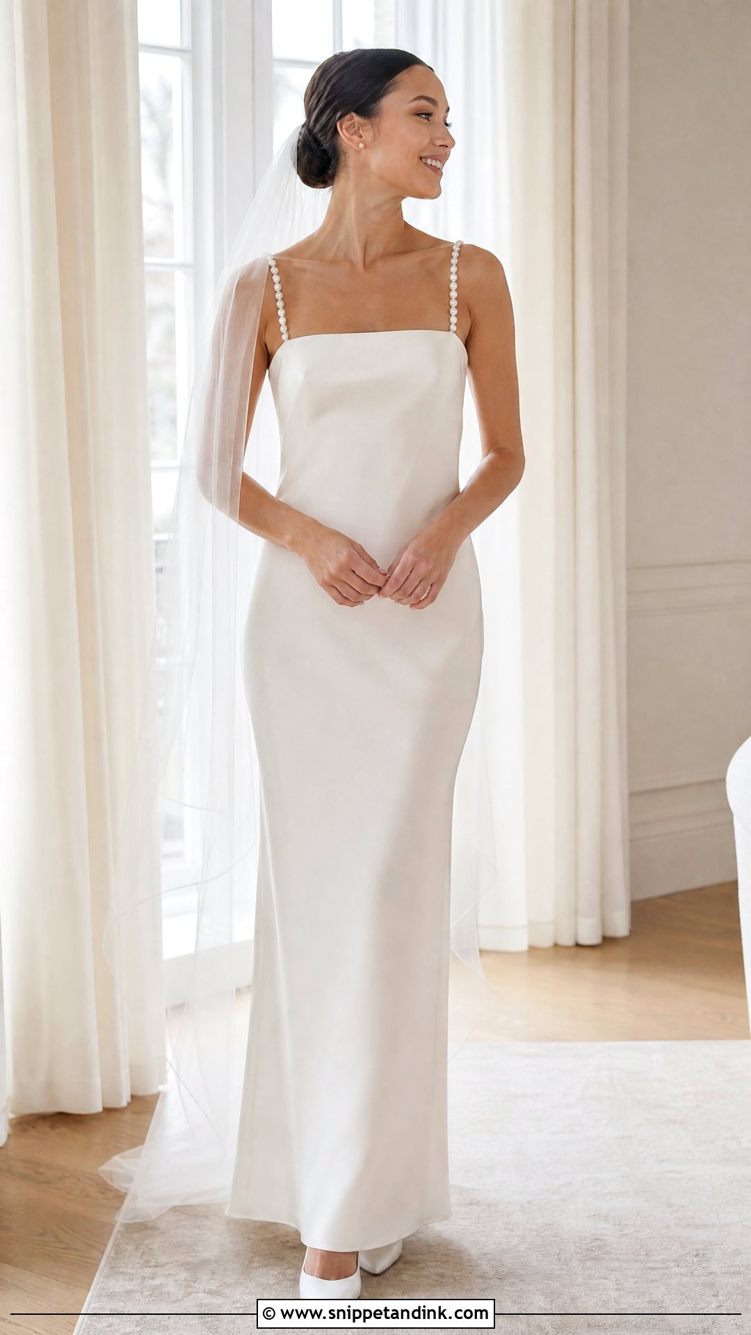 Simple Pearl Strap Wedding Dress - Snippet and Ink - 25 Simple Fitted Wedding Dress Ideas