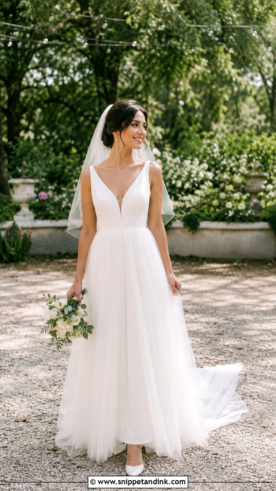 Simple Petite Tulle A Line Wedding Dress - Snippet and Ink - 20 Simple Flowy Wedding Dress Ideas